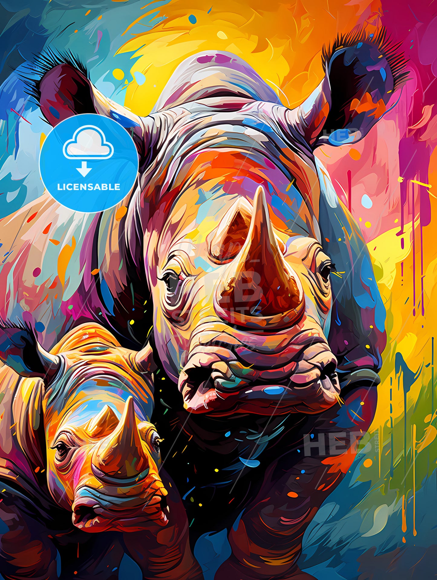 Two endangered black rhinocerous