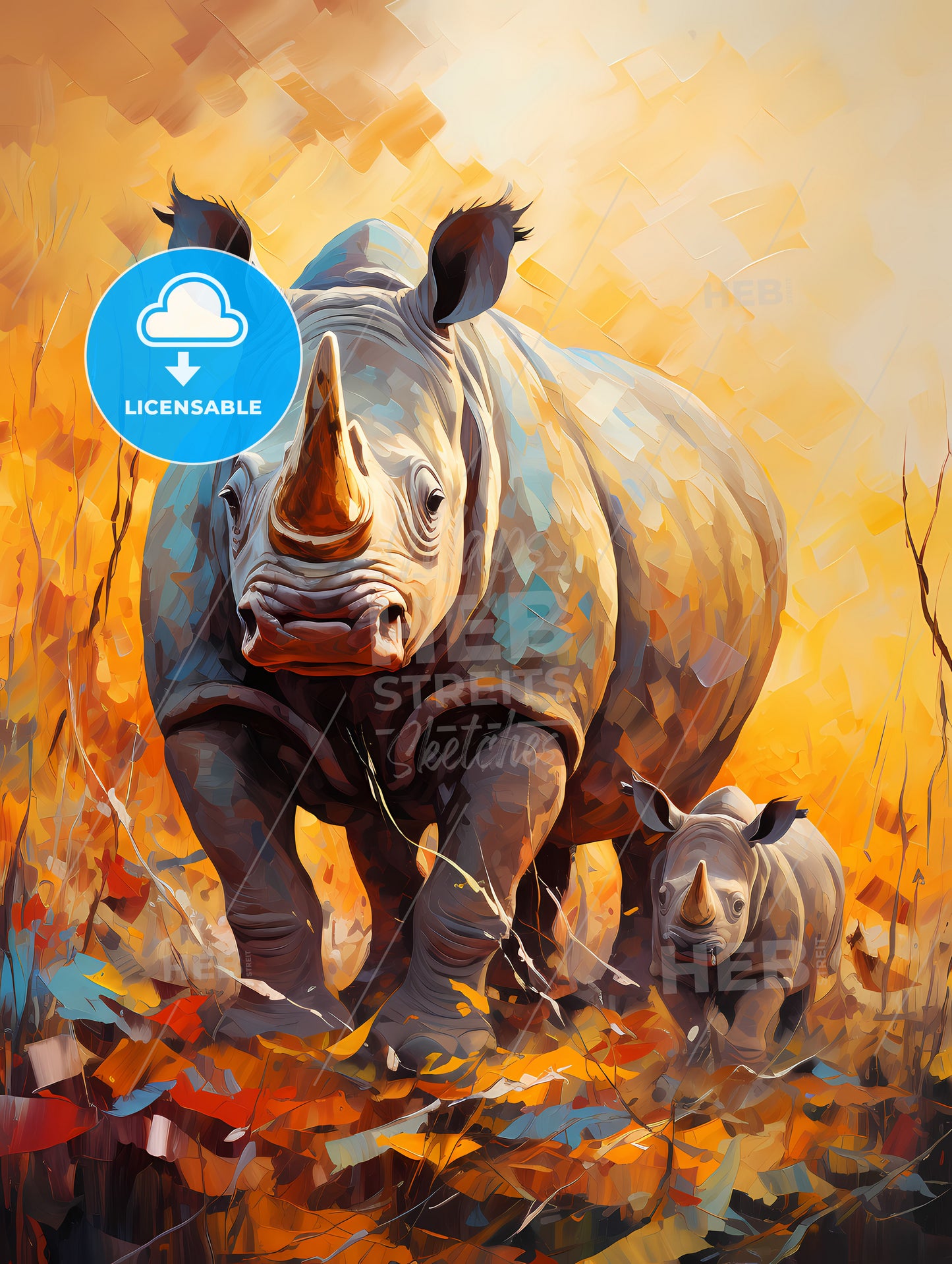 Two endangered black rhinocerous