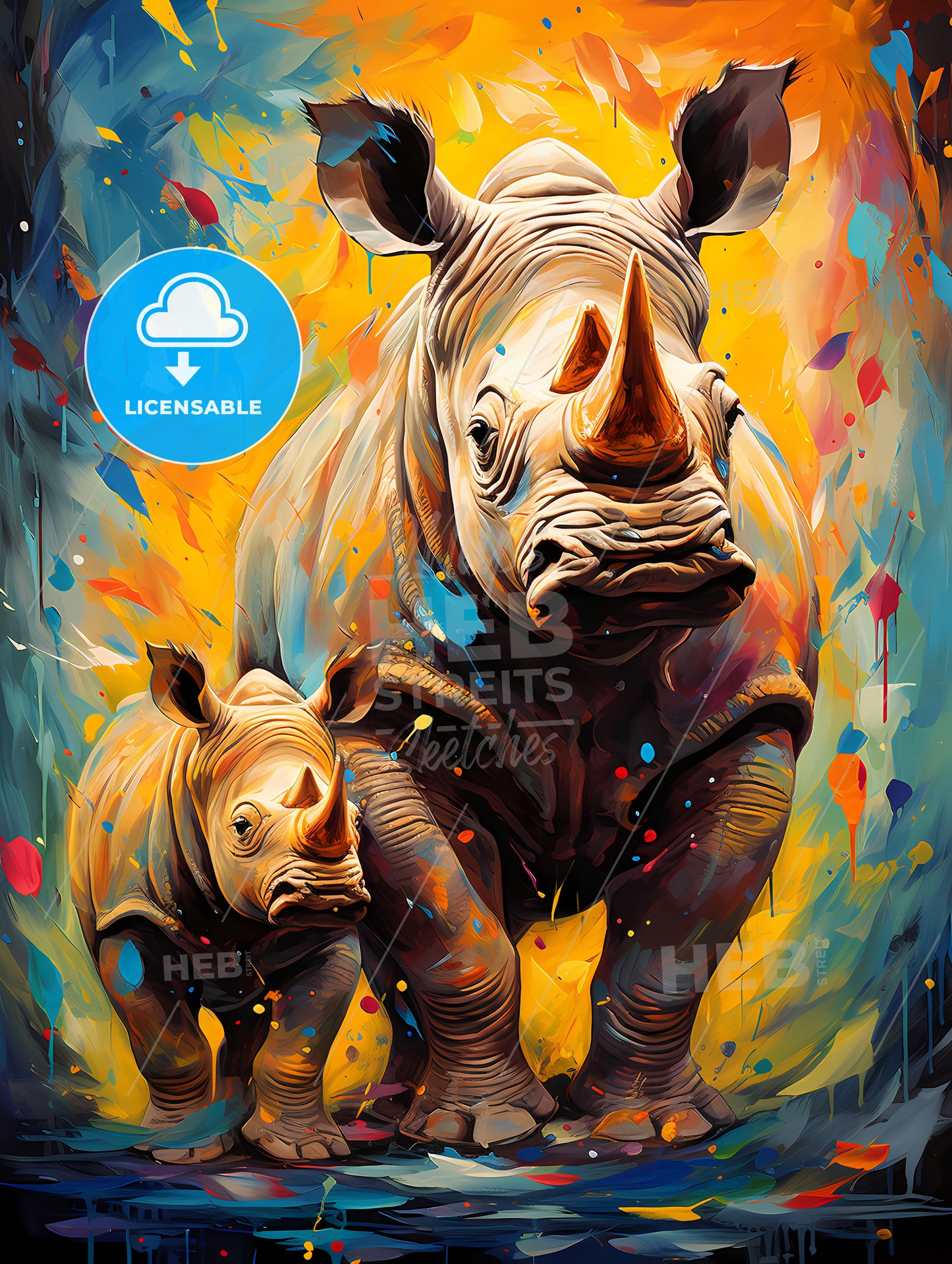 Two endangered black rhinocerous