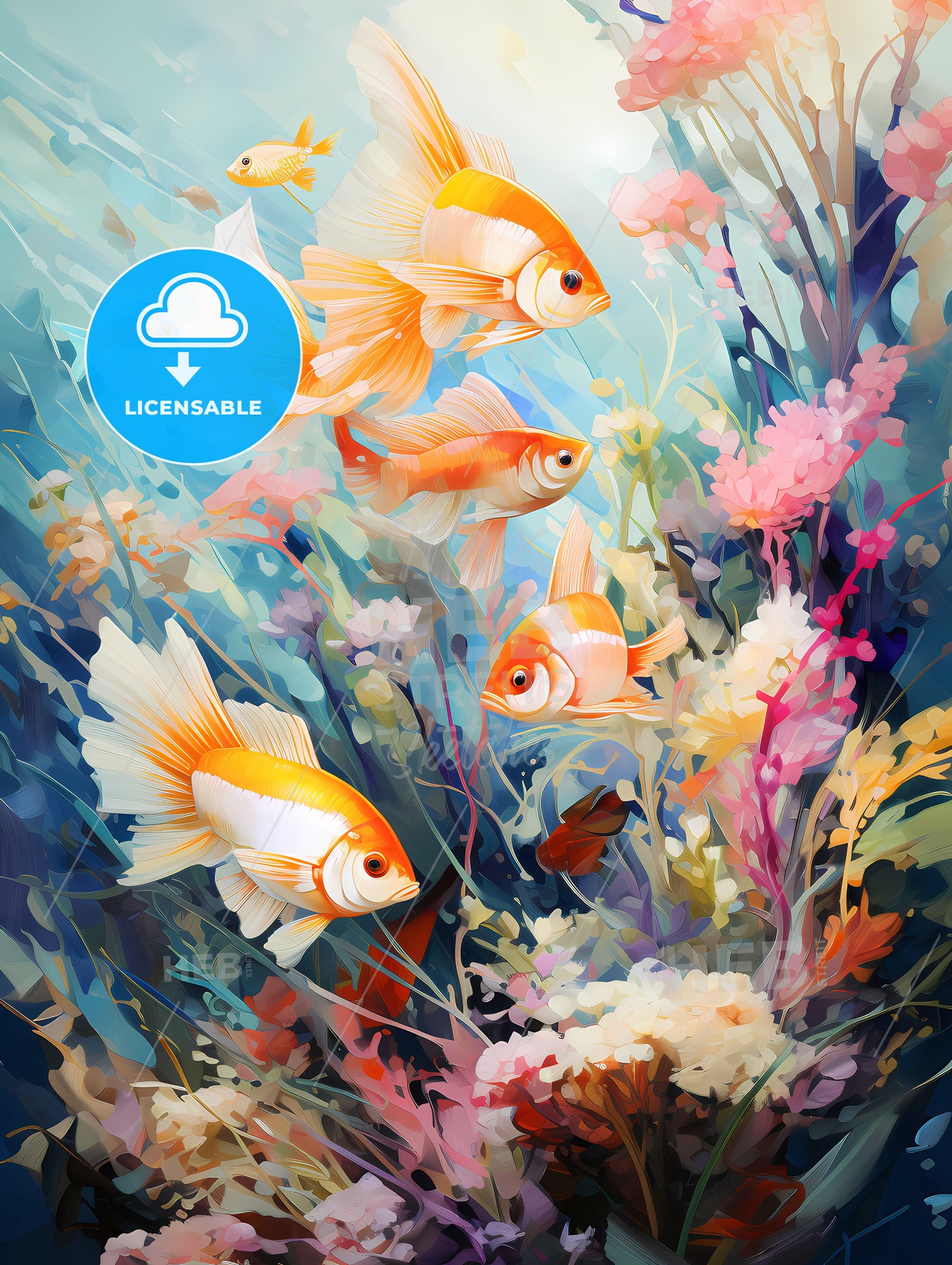 Underwater aquatic life with fishes