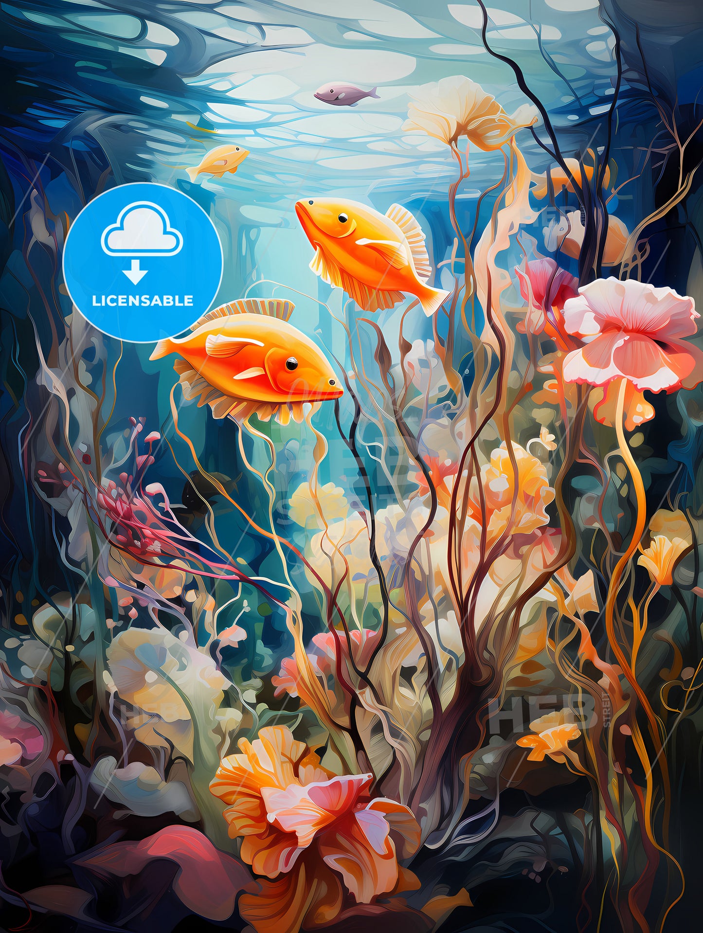 Underwater aquatic life with fishes