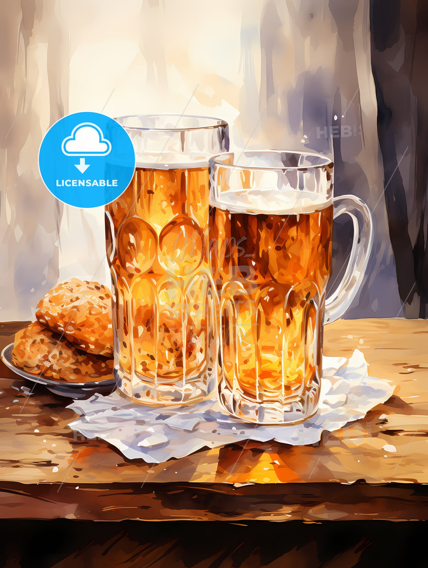 Watercolor beer glass and pint