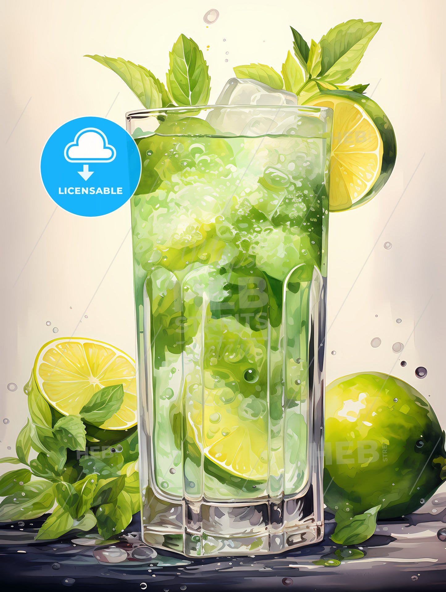 Watercolor mojito