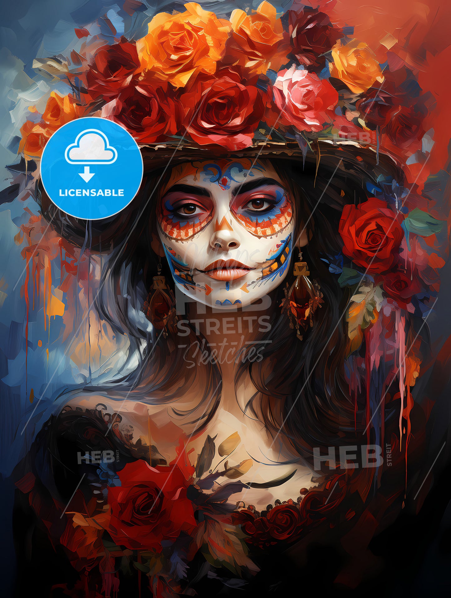 Woman in Dia De Los Muertos Day of the Dead