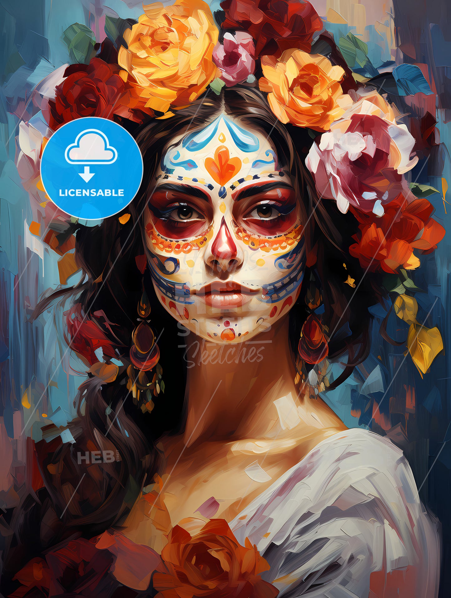 Woman in Dia De Los Muertos Day of the Dead