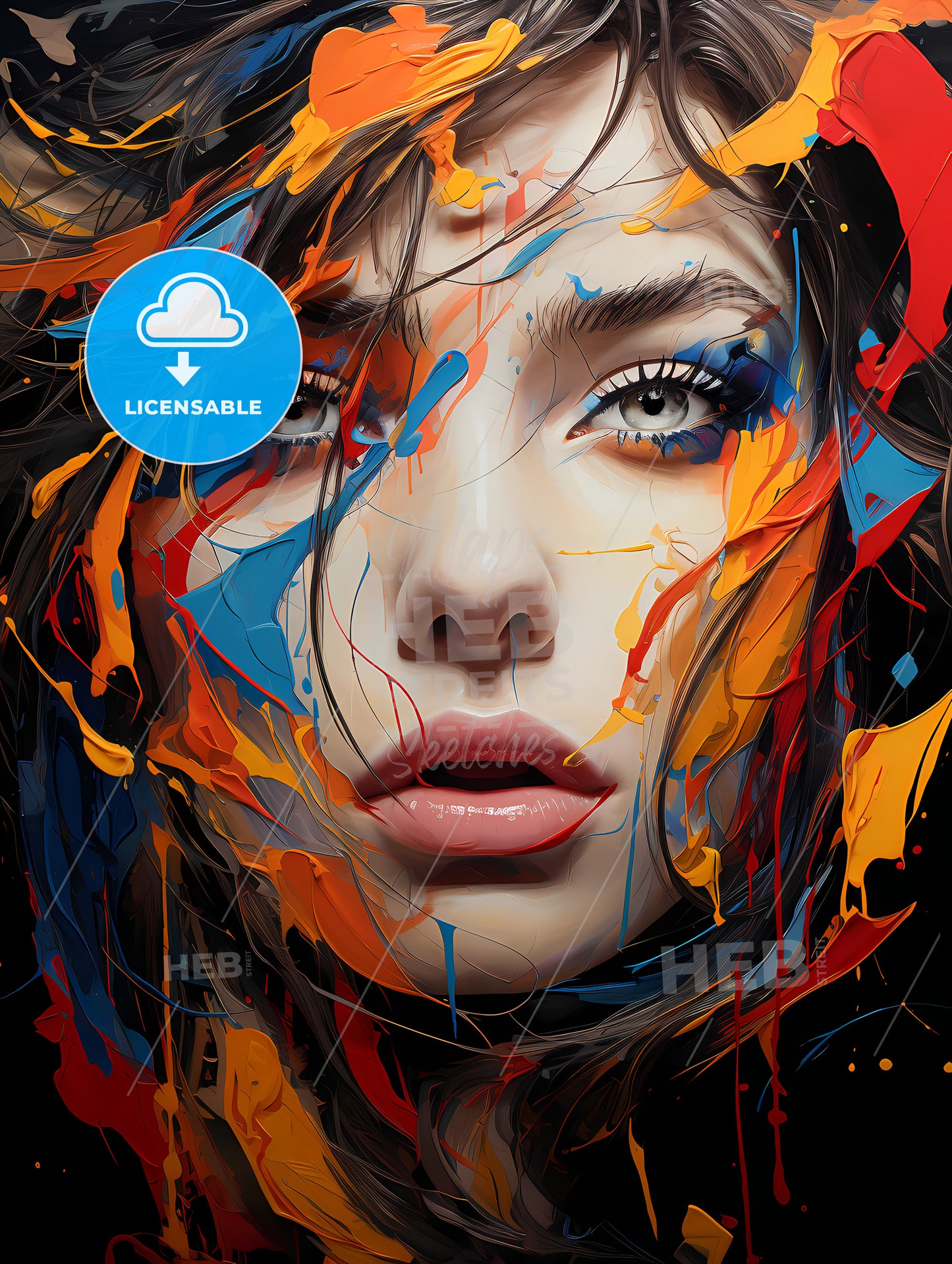 abstract oil painting with thick pen strokes