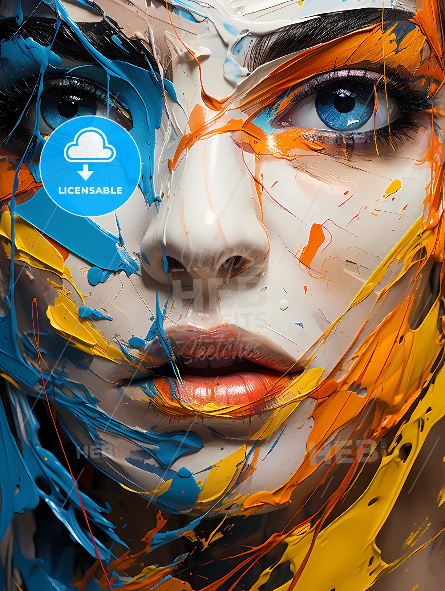 abstract oil painting with thick pen strokes