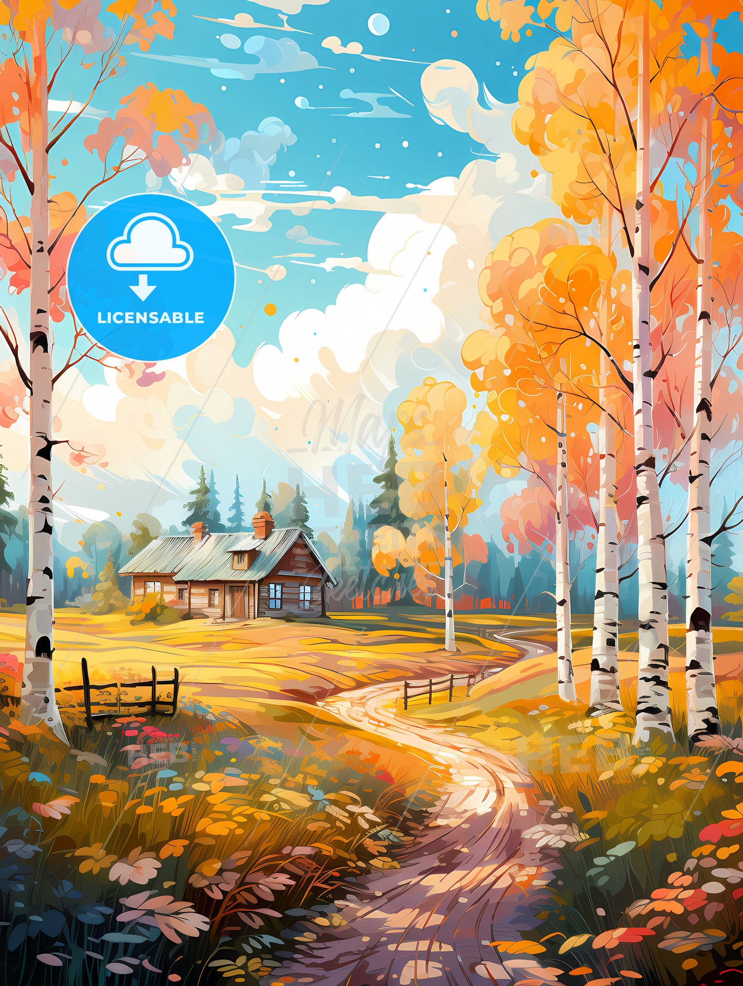 Abstract rural landscape with small