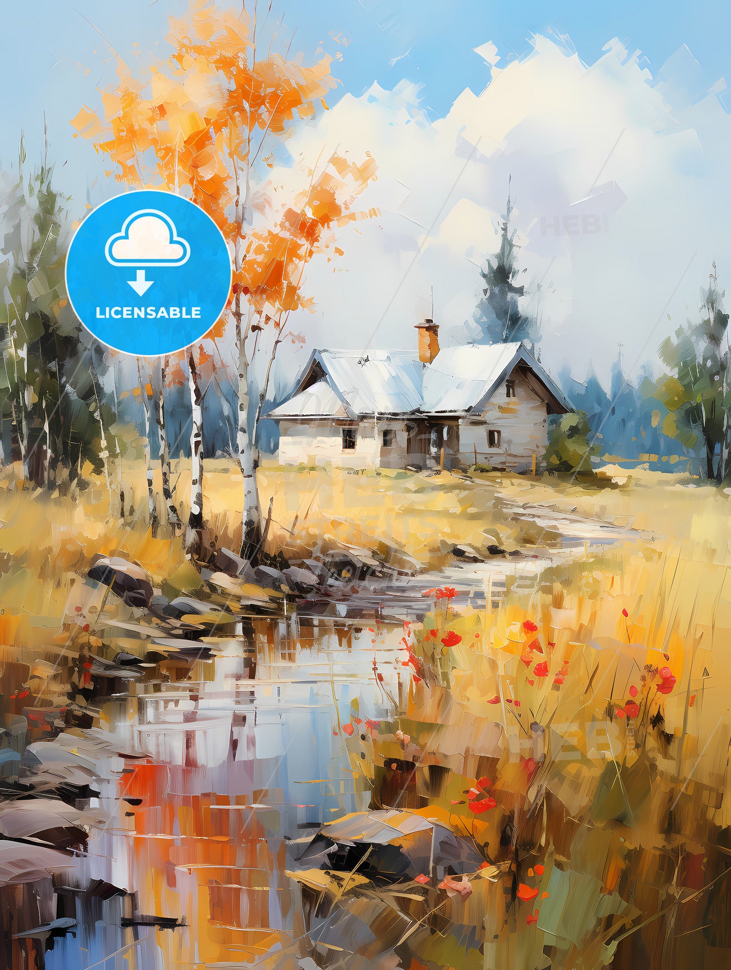 Abstract rural landscape with small