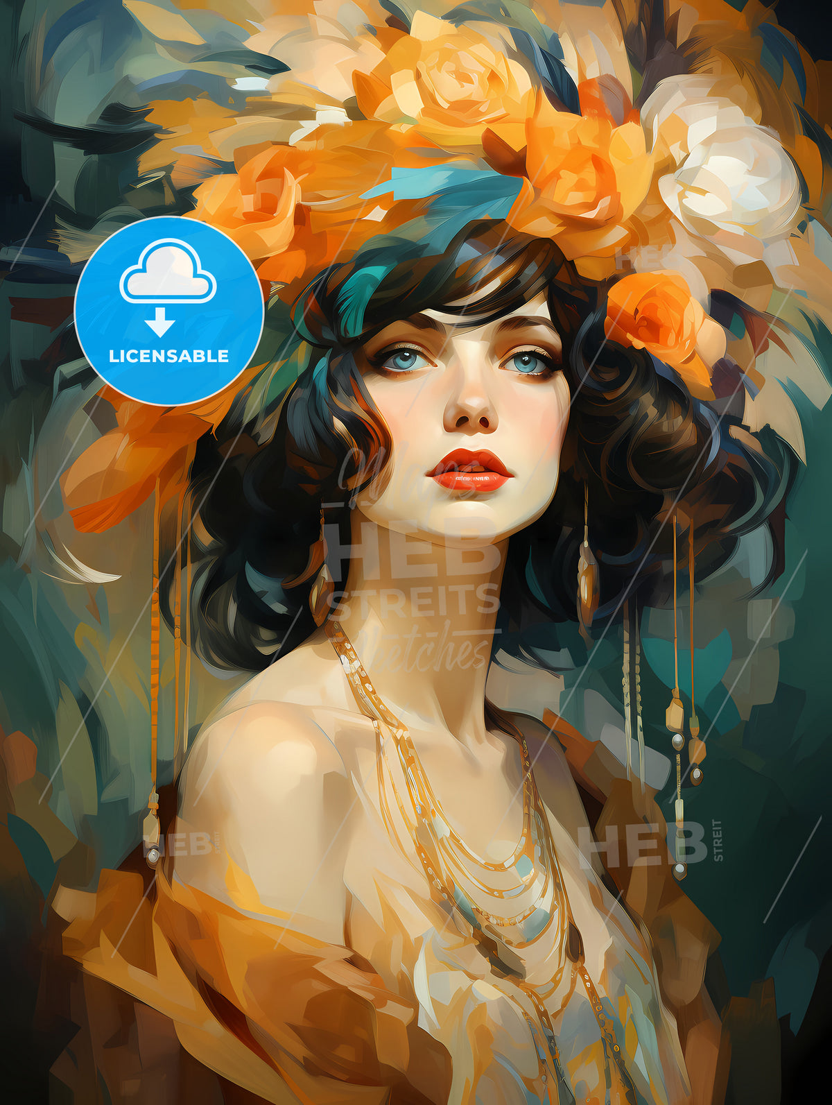 Beautiful woman retro flapper style roaring 20