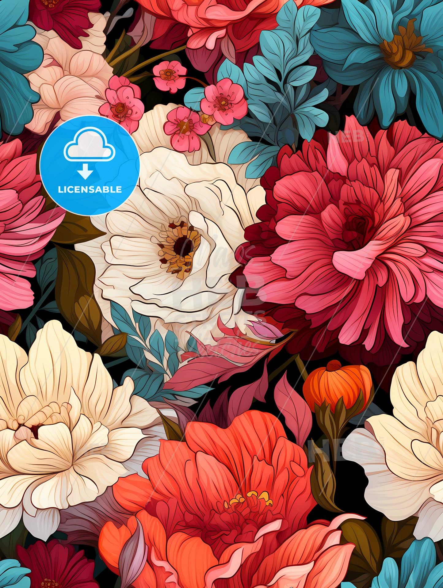 Cute simple flowers seamless pattern background