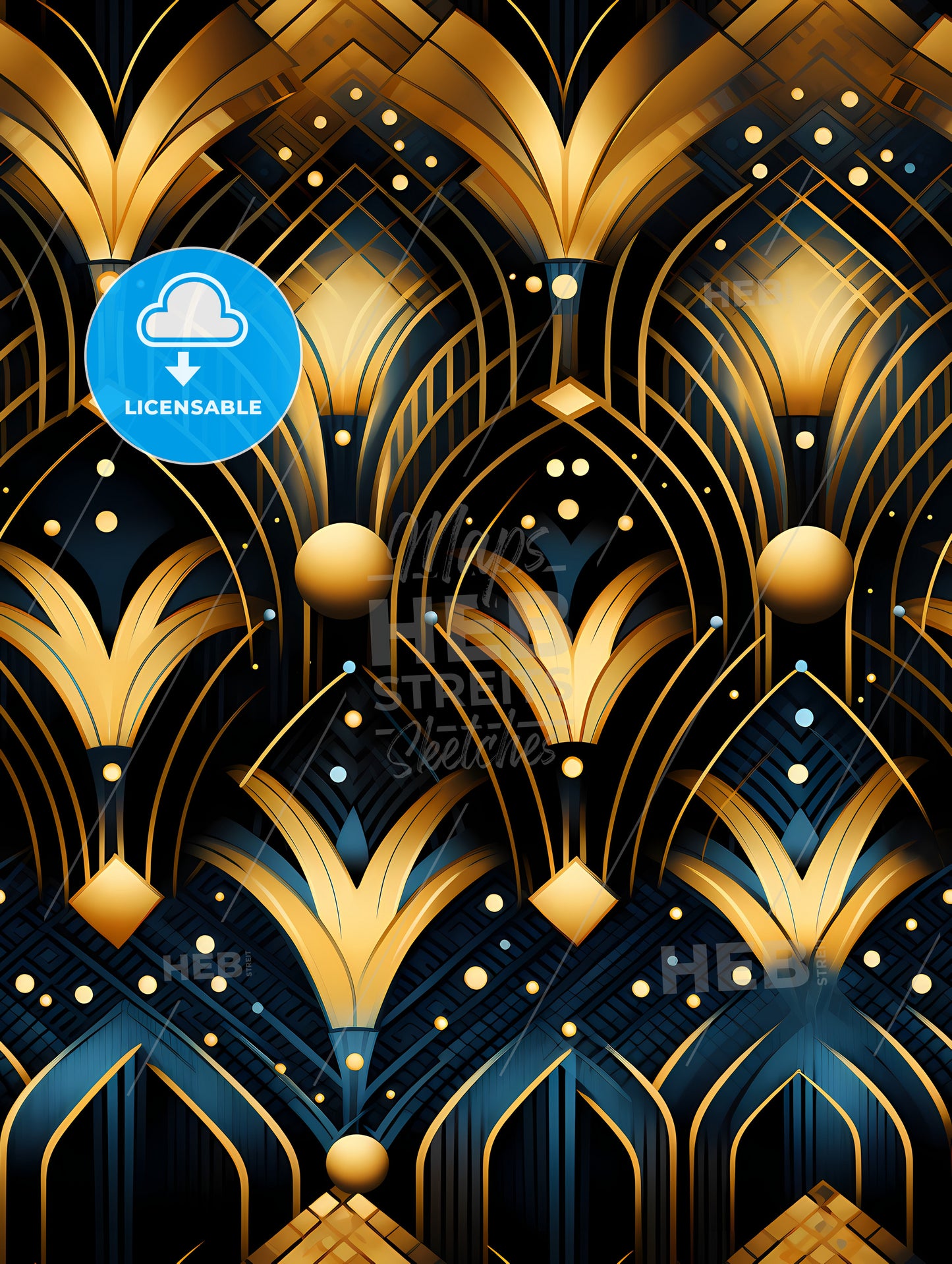 Dotted geometric ornament in art deco style