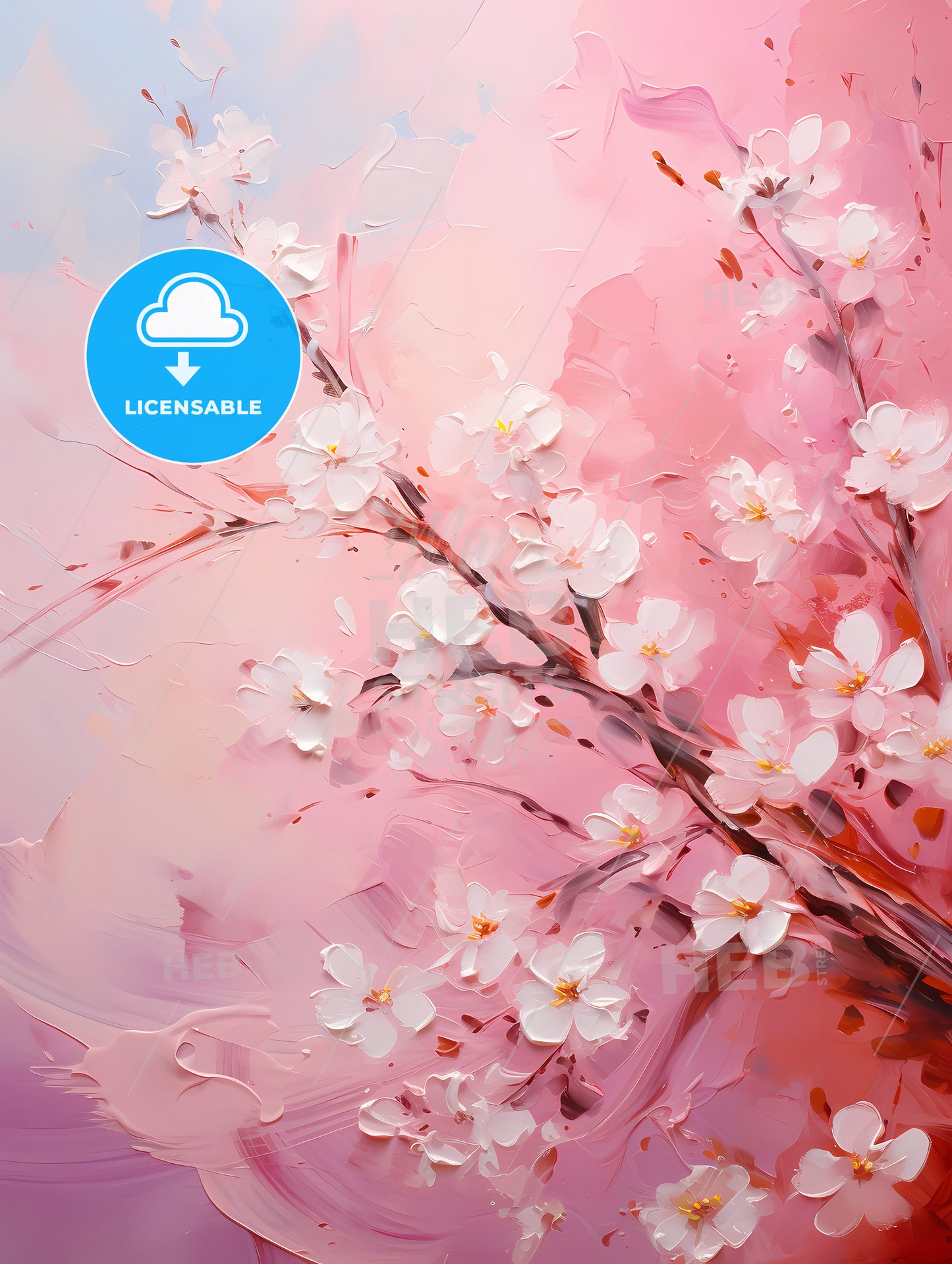 Fresh pink soft spring cherry tree blossoms on pink