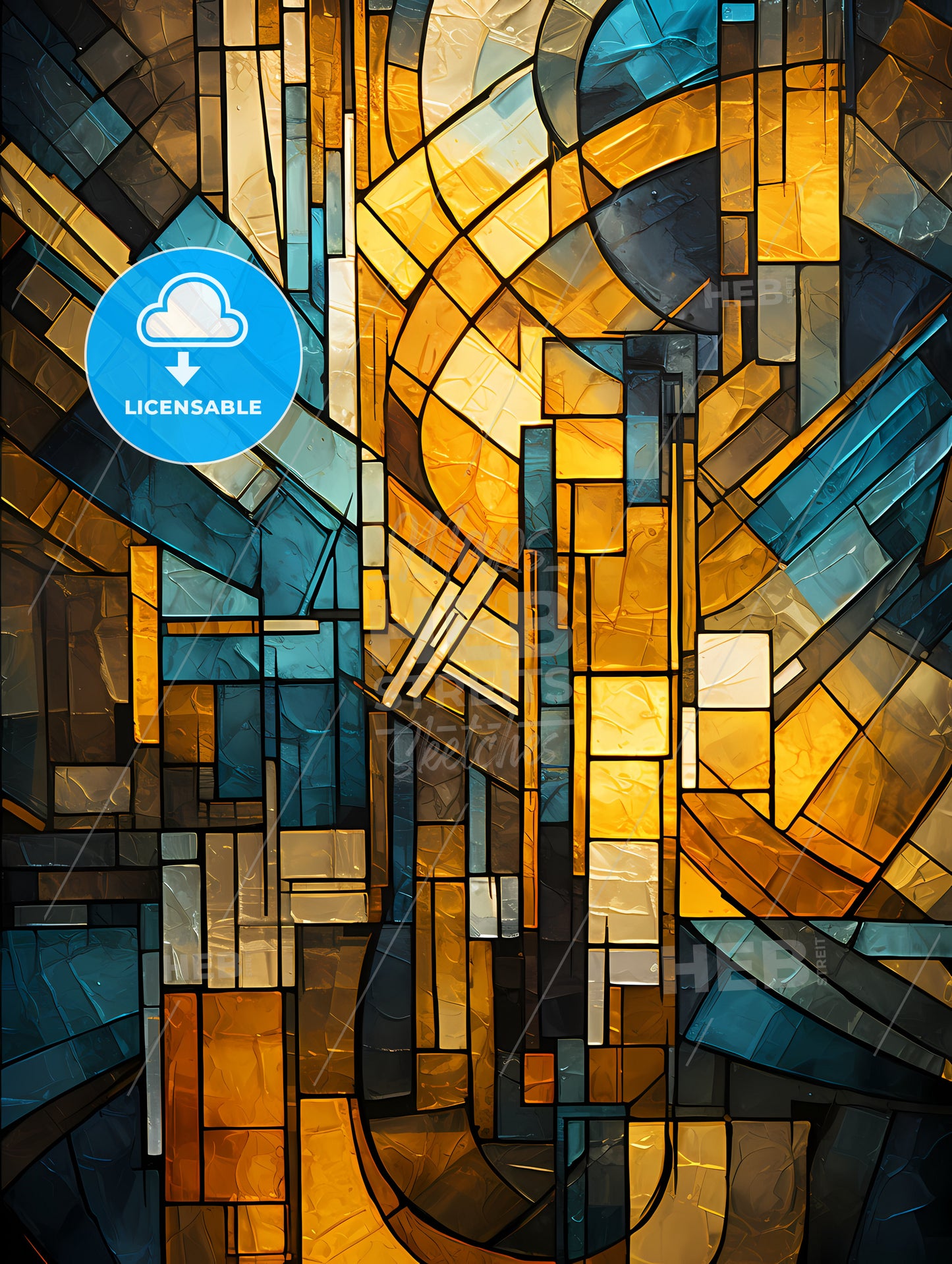 geometric ornament in art deco style in old gold