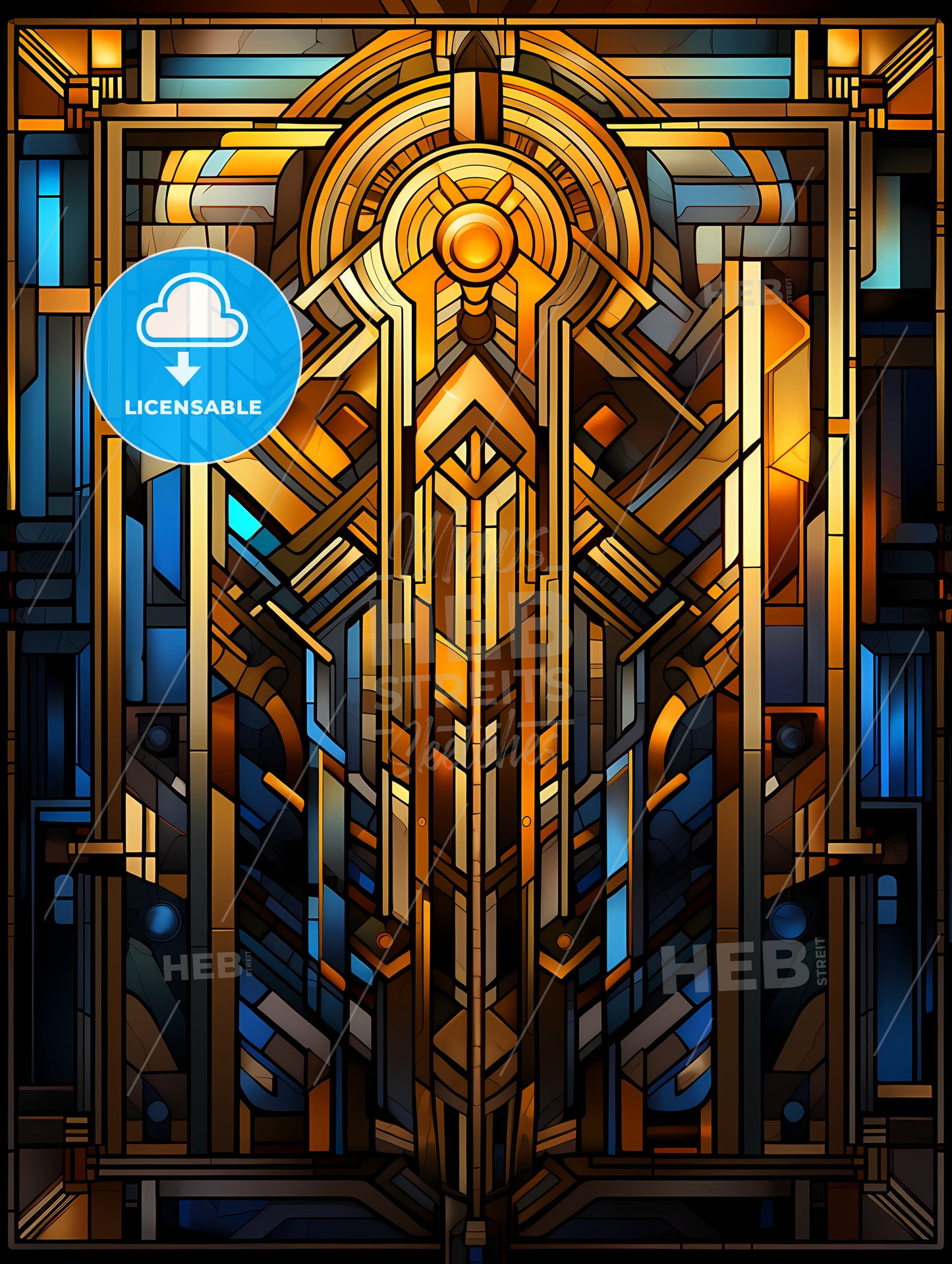 geometric ornament in art deco style in old gold