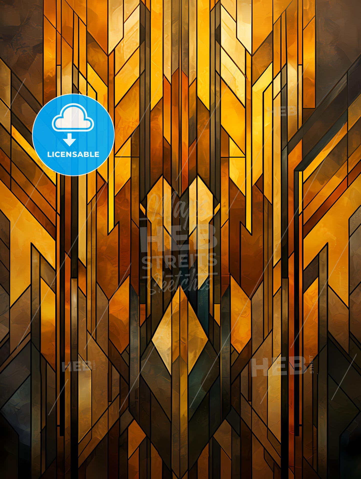 geometric ornament in art deco style in old gold