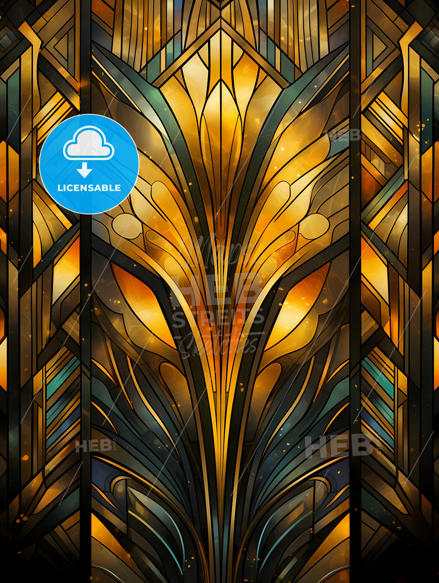 geometric ornament in art deco style in old gold