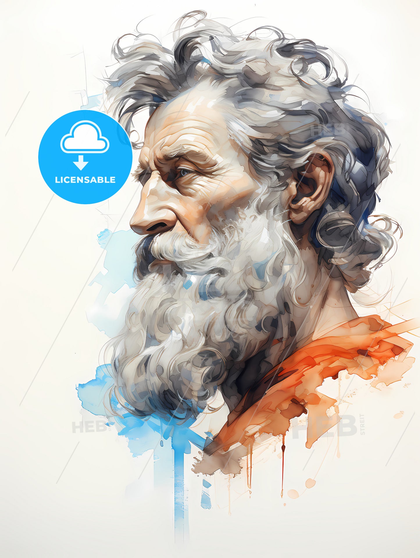 Hand drawing picture left side of the man-s face