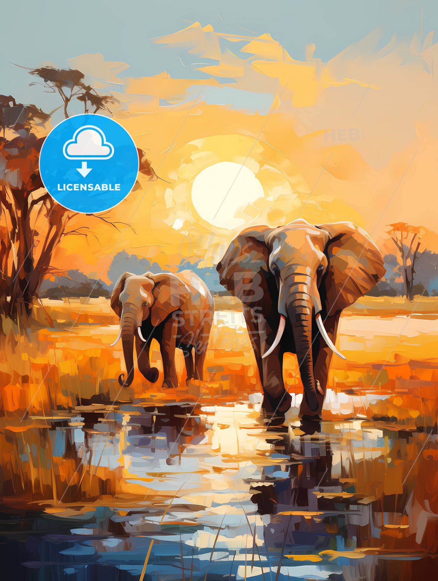 Herds of elephants on the riverbank of the Chobe