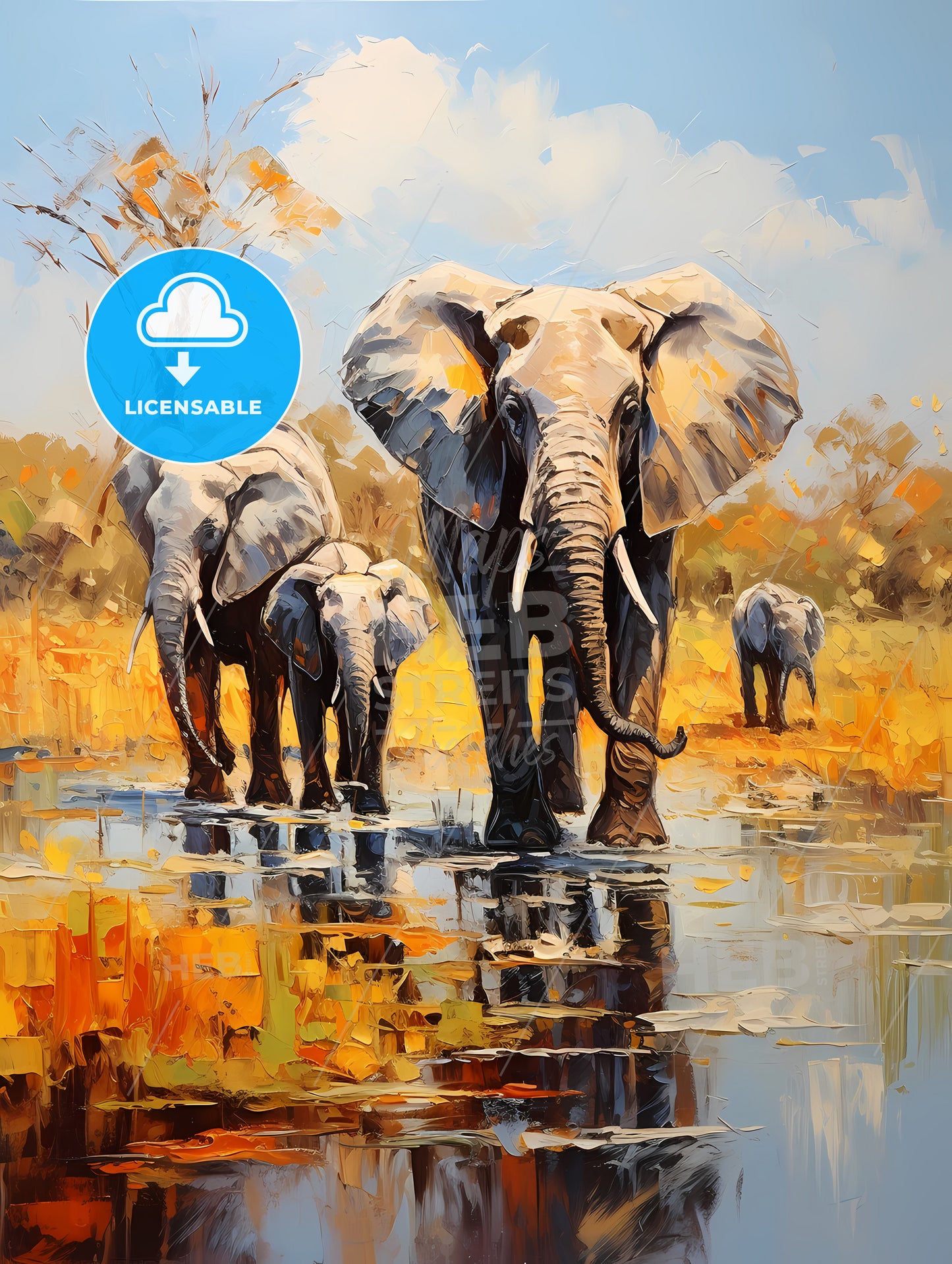 Herds of elephants on the riverbank of the Chobe