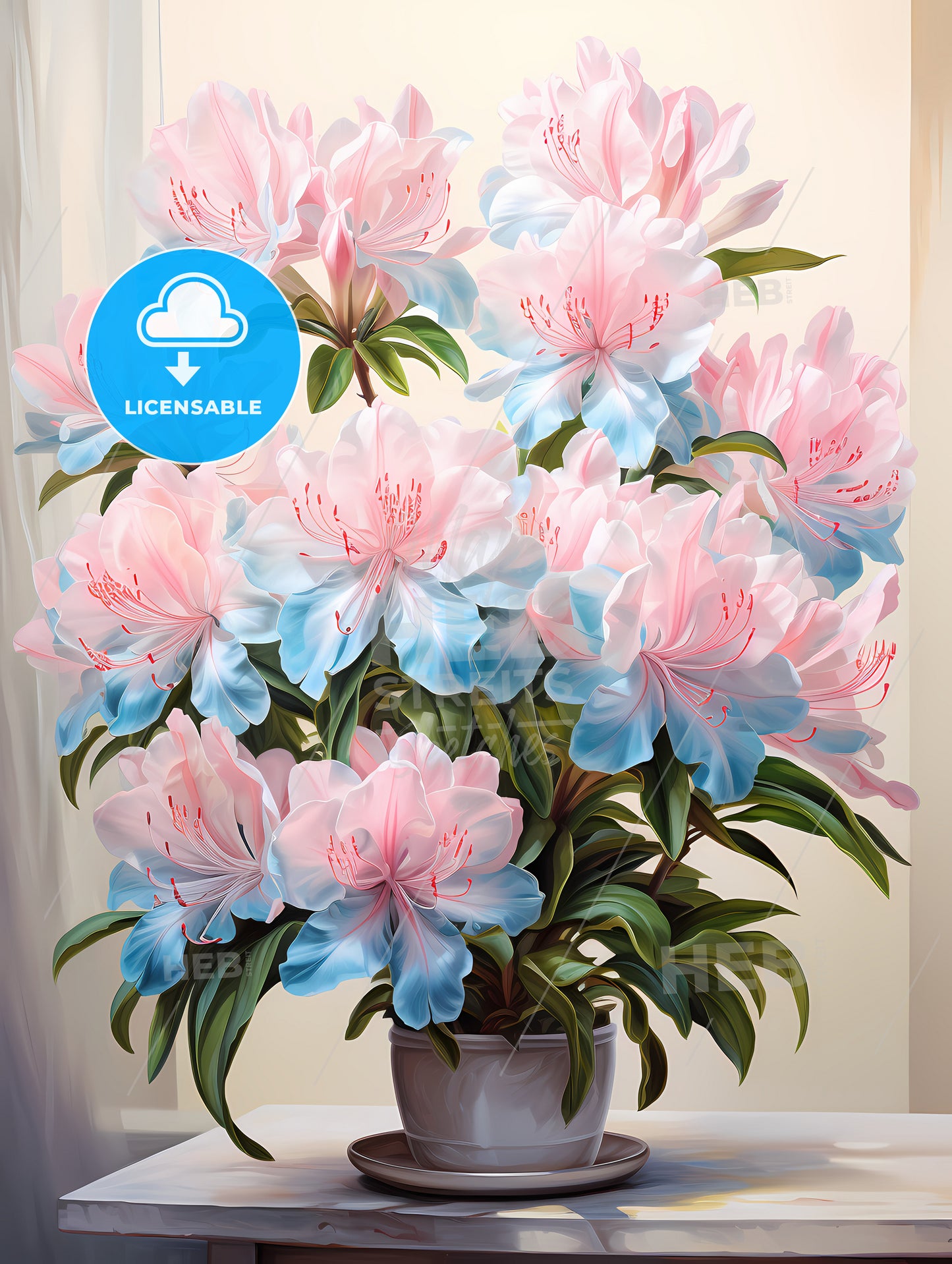 Home plant azalea Rhododendron simsii on light
