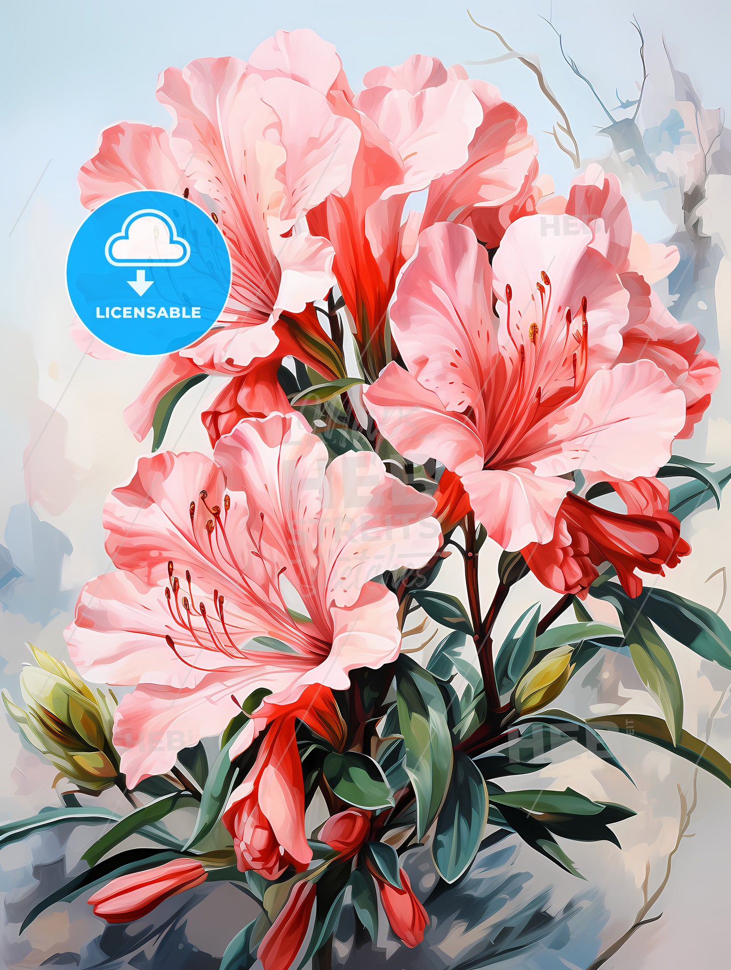 Home plant azalea Rhododendron simsii on light