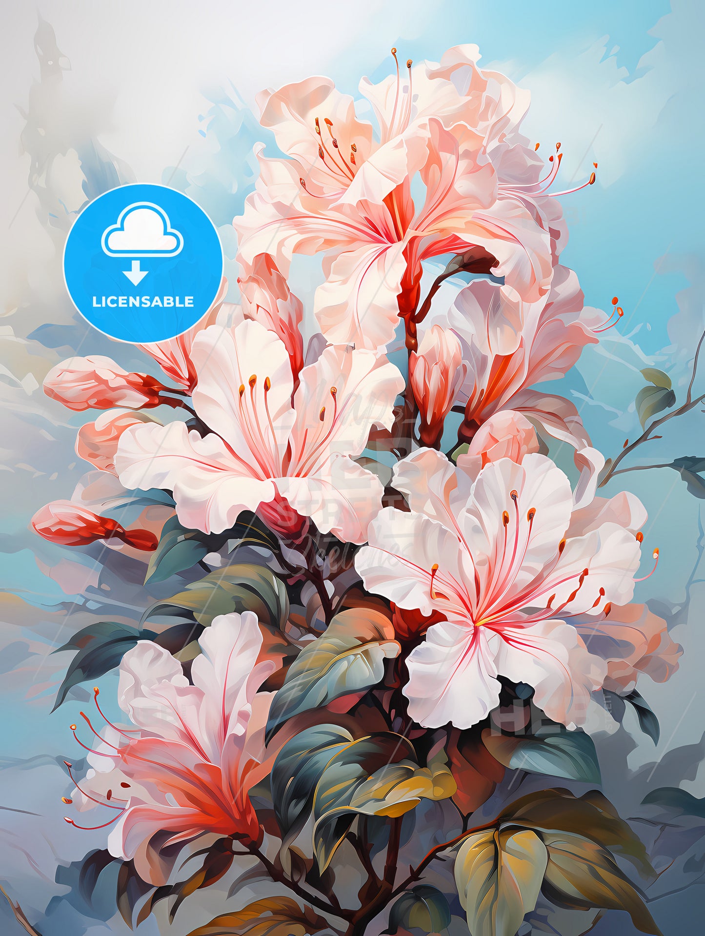 Home plant azalea Rhododendron simsii on light