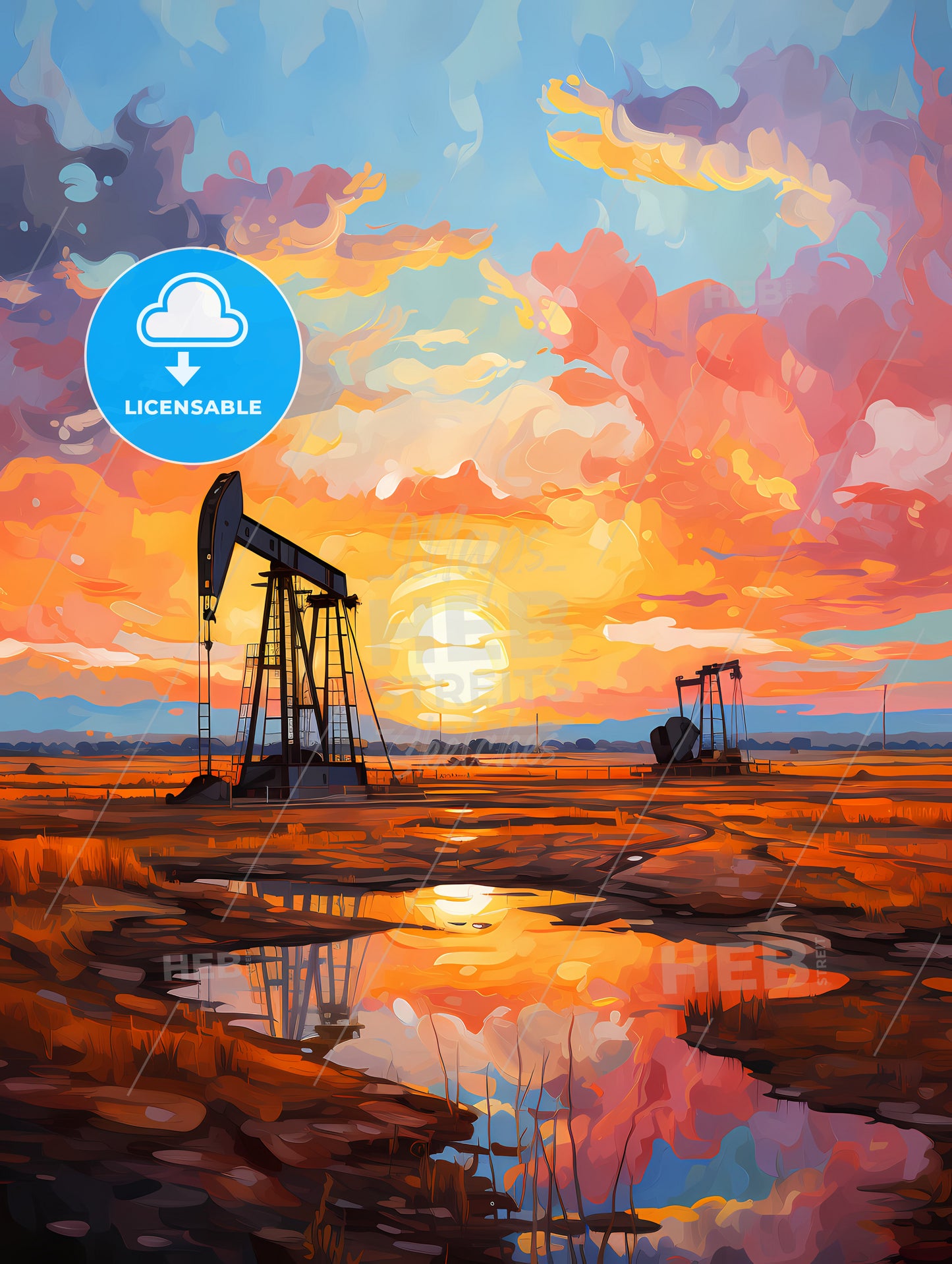 Oil well and storage tanks in the Texas Panhandle