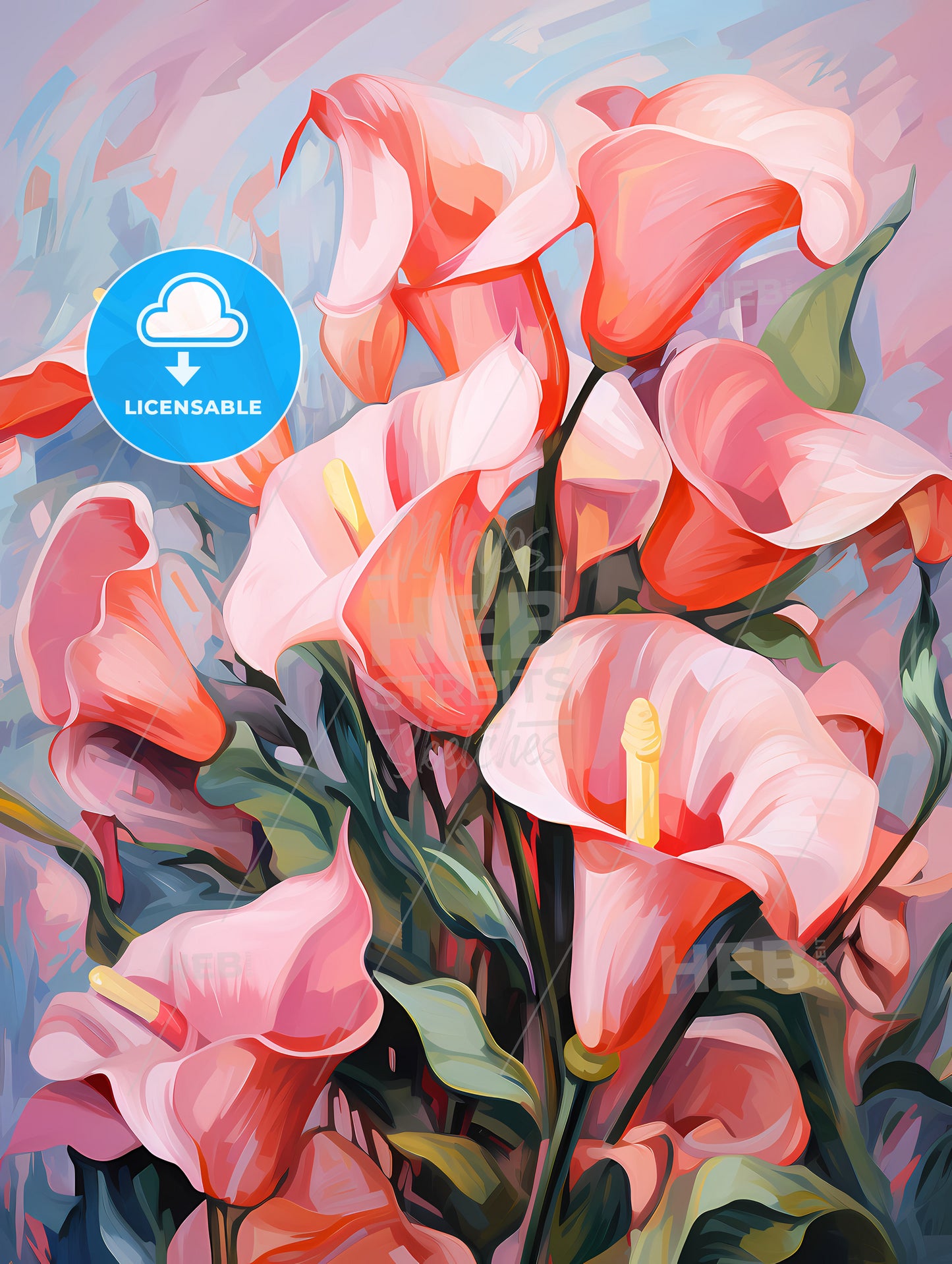 Pink callas flowers in soft focus for a romantic pink