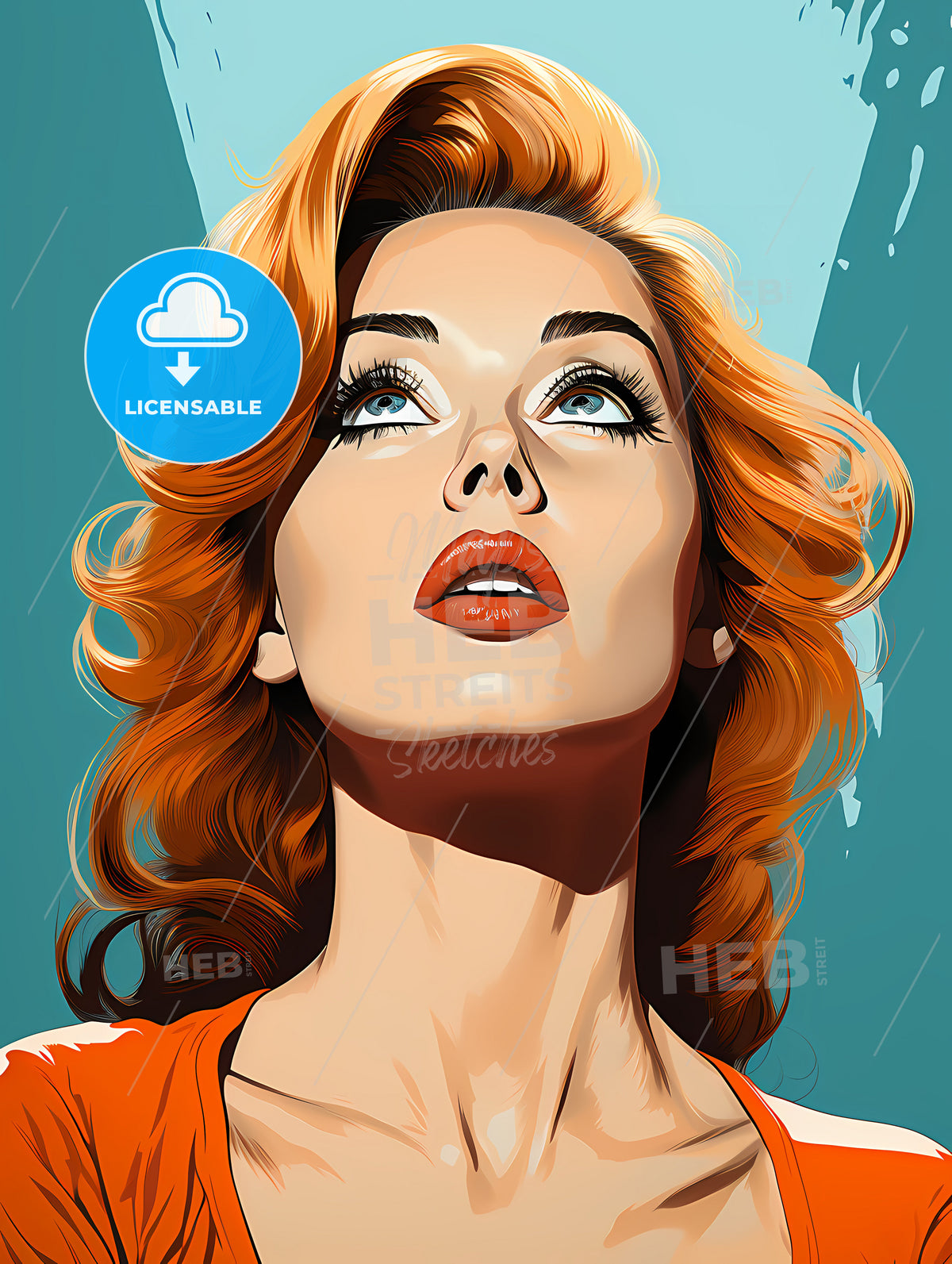 Pop art vintage comic style woman with open eyes