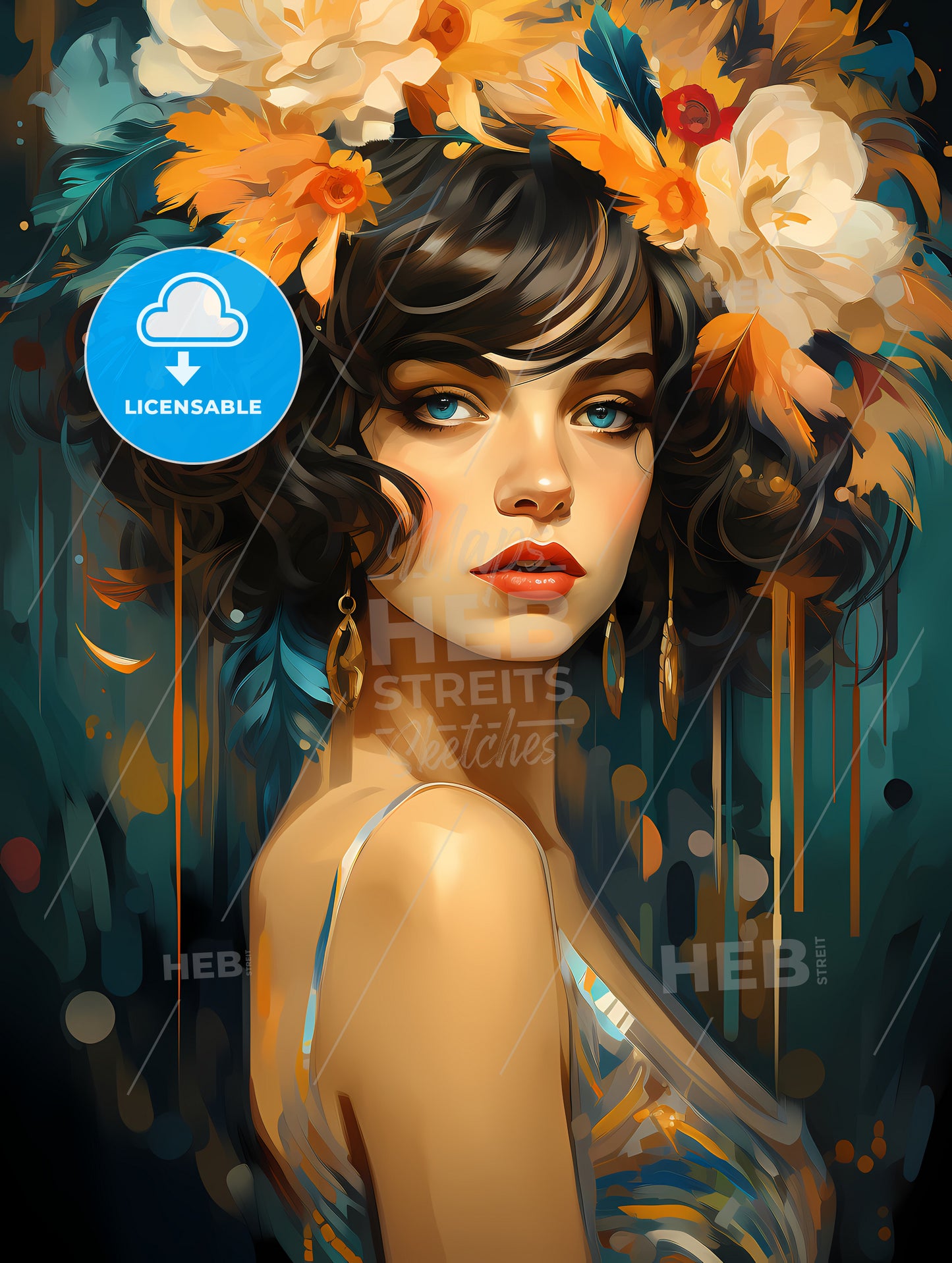 Retro party invitation design with a flapper girl 20