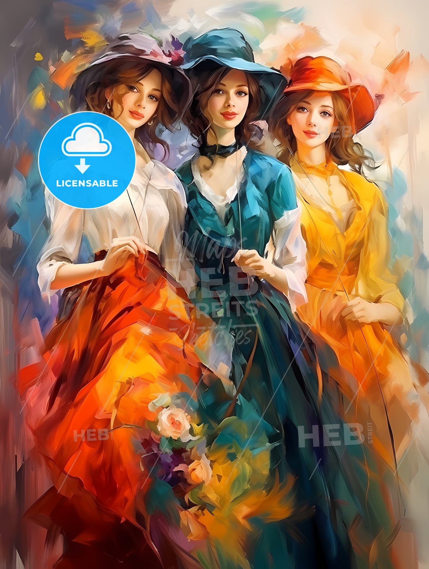 three young beautiful women of 1920s