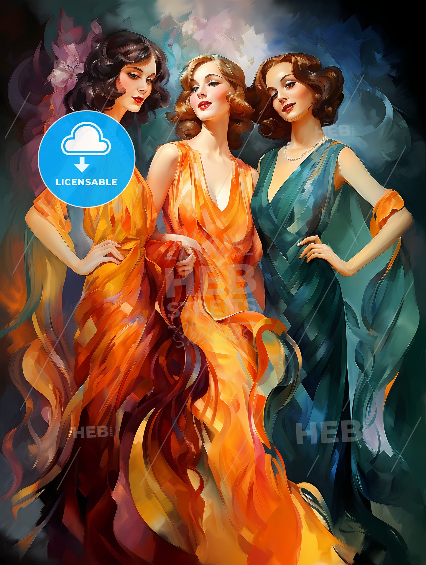 three young beautiful women of 1920s