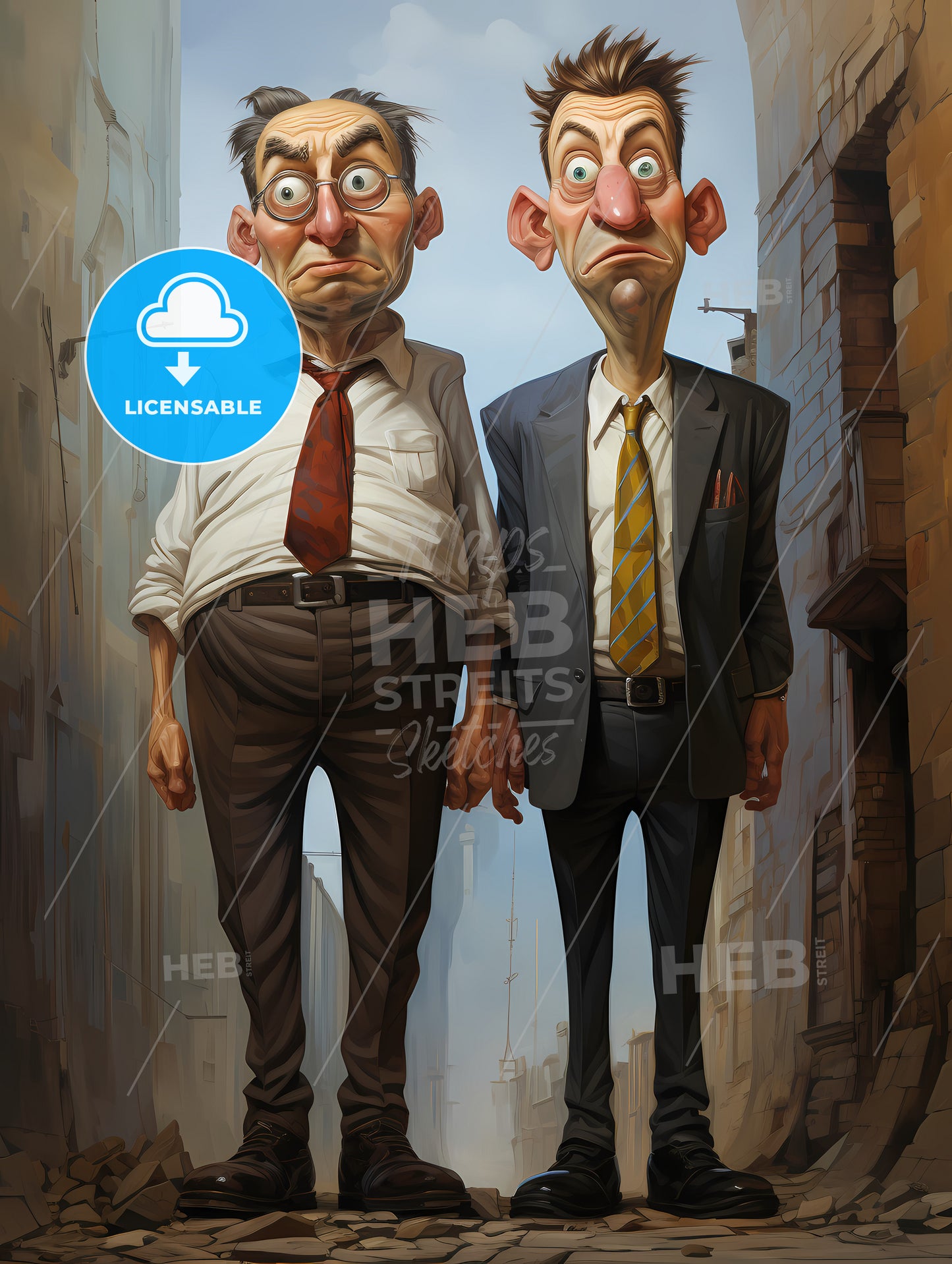 Two businessman very tall