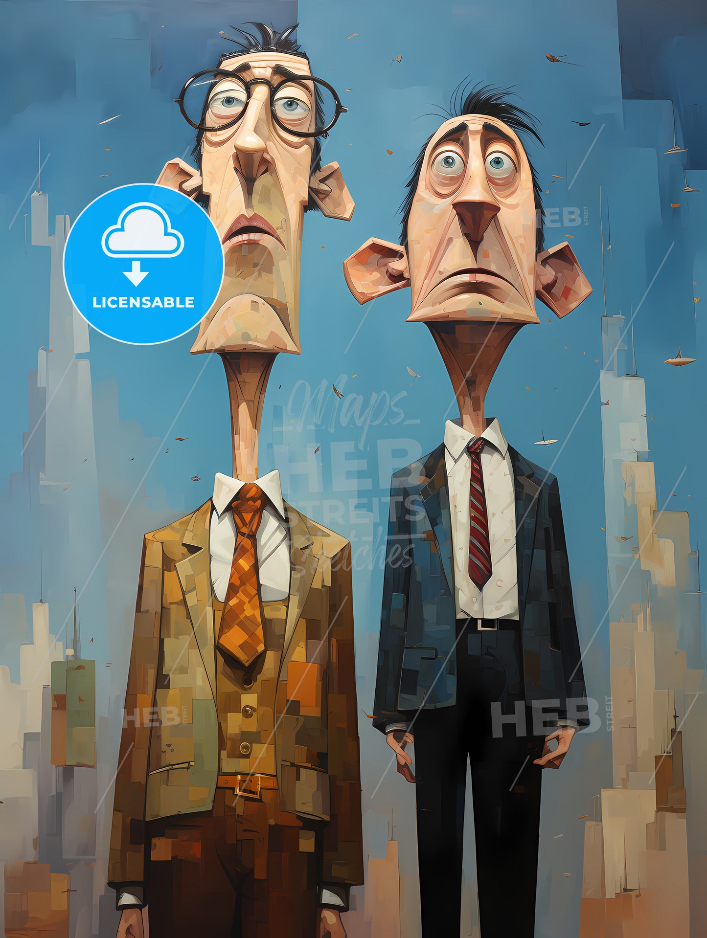 Two businessman very tall