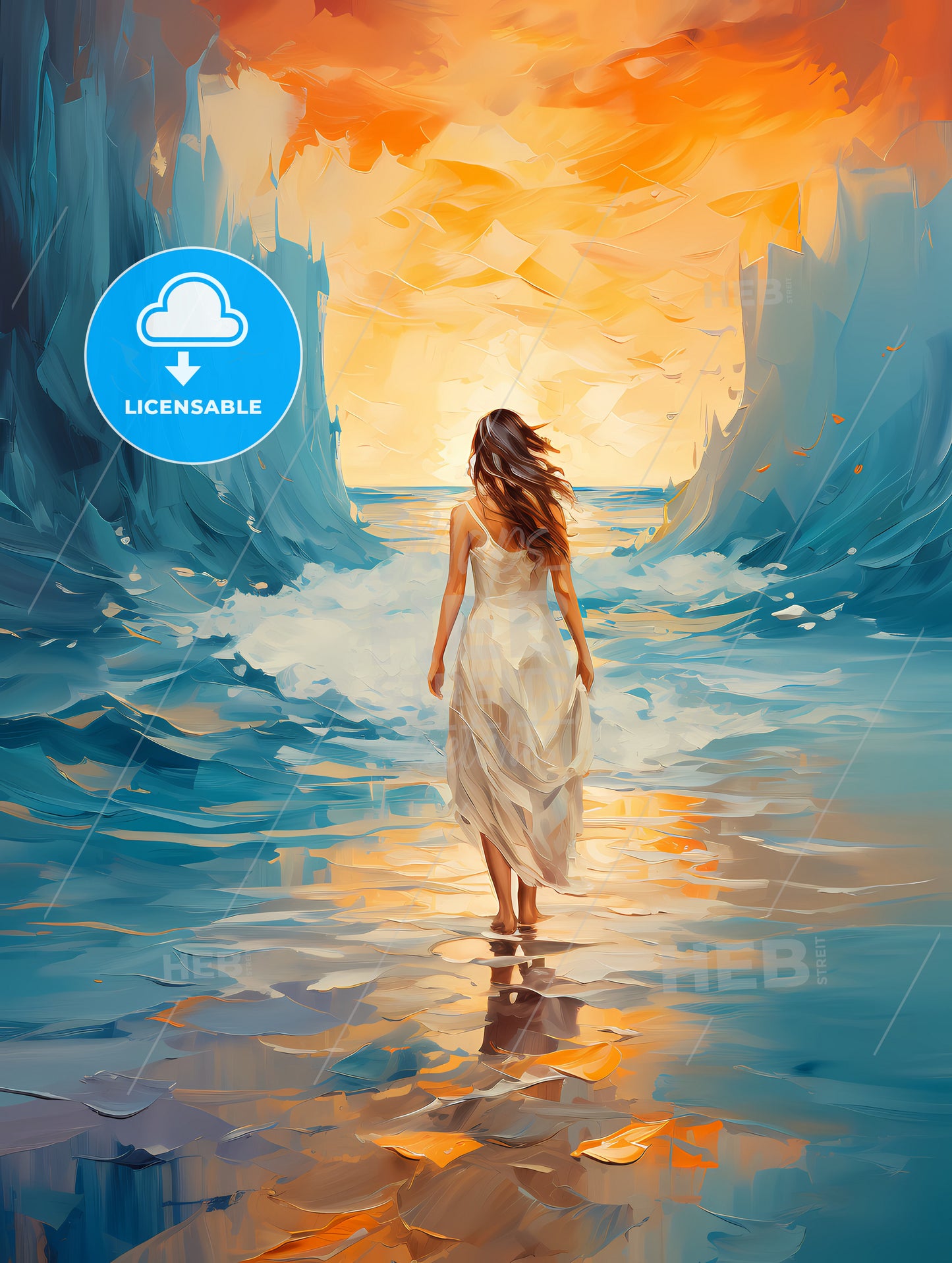 woman walking on sand beach leaving footprints