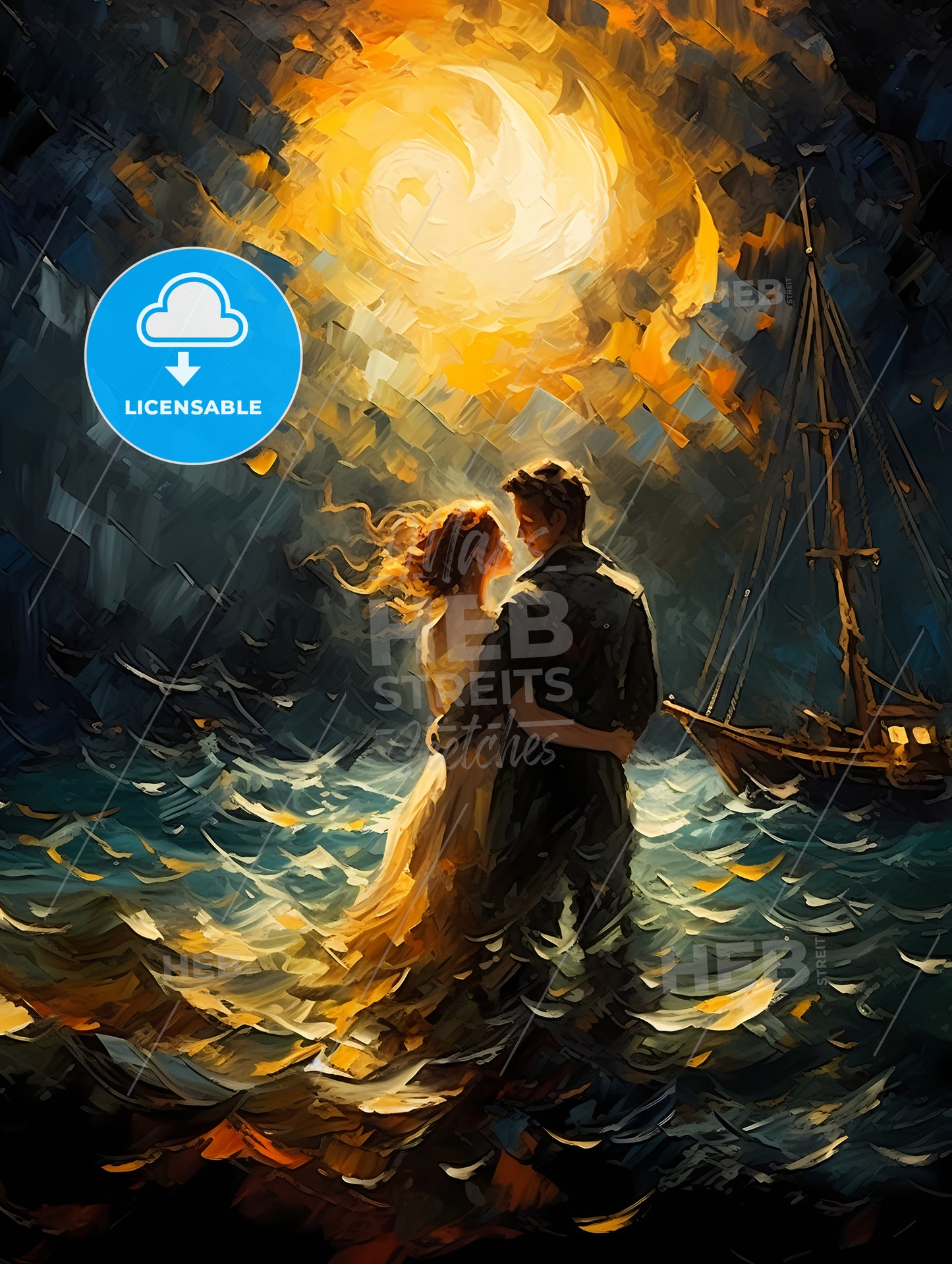 Fischer and his wife at Stormy Night on the Ocean