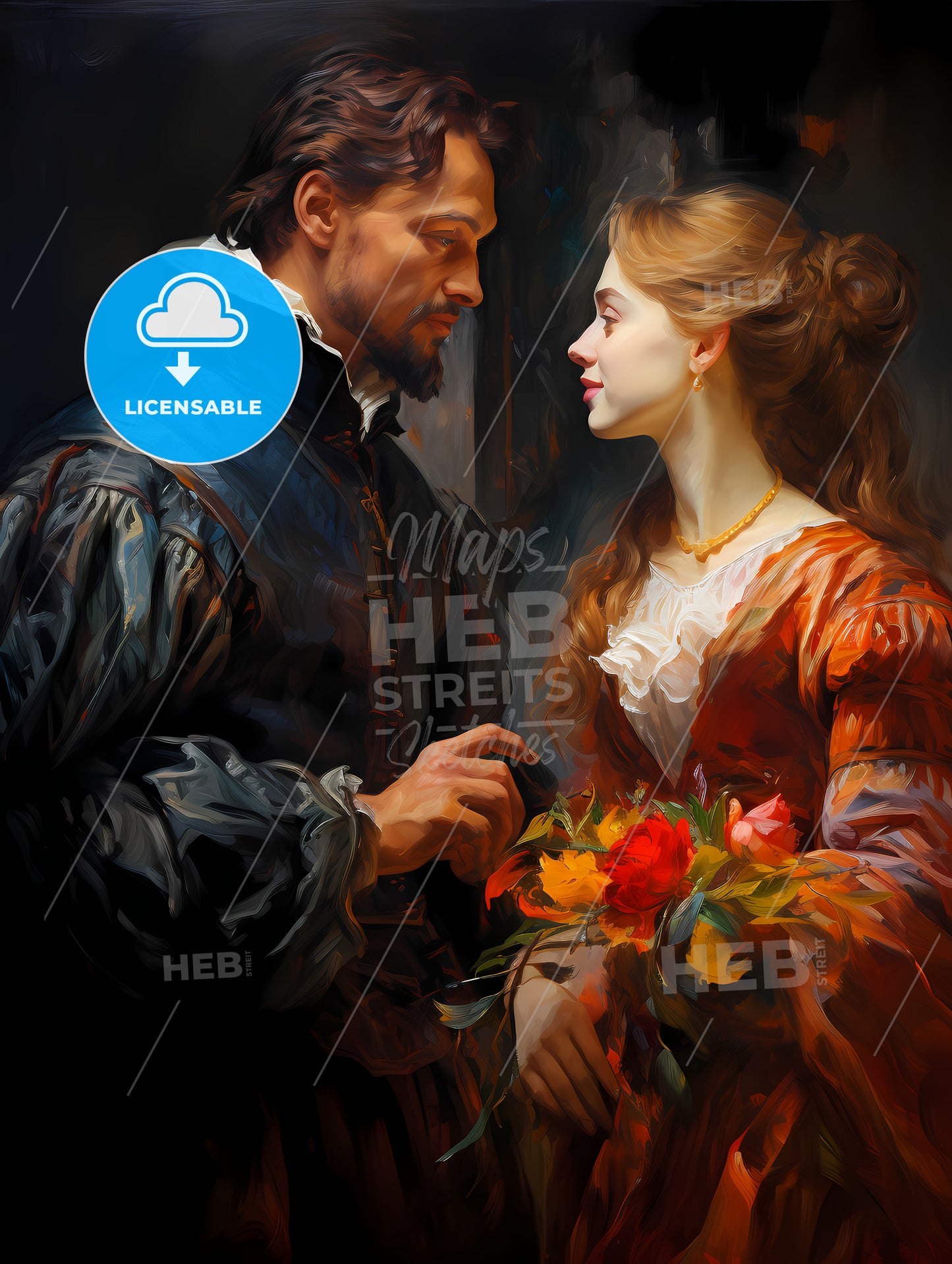 Peter Paul Rubens is talking with a model