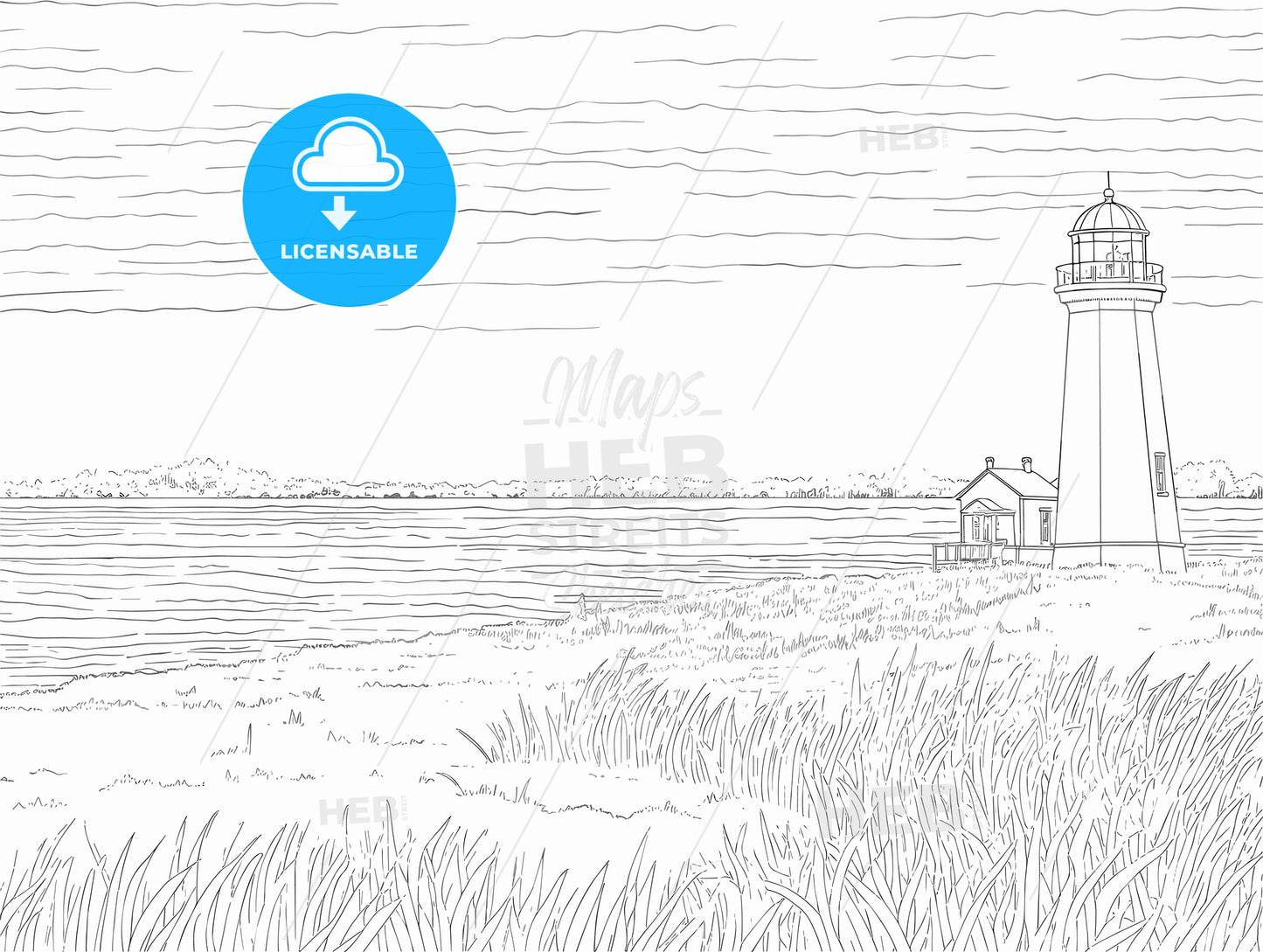 A Cape Cod lighthouse on the beach during sunset