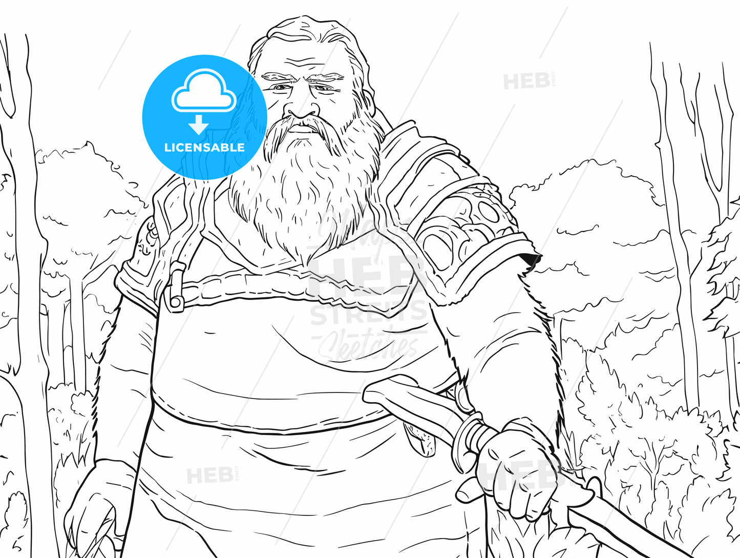 a fantasy-dwarf with a machete jungle.