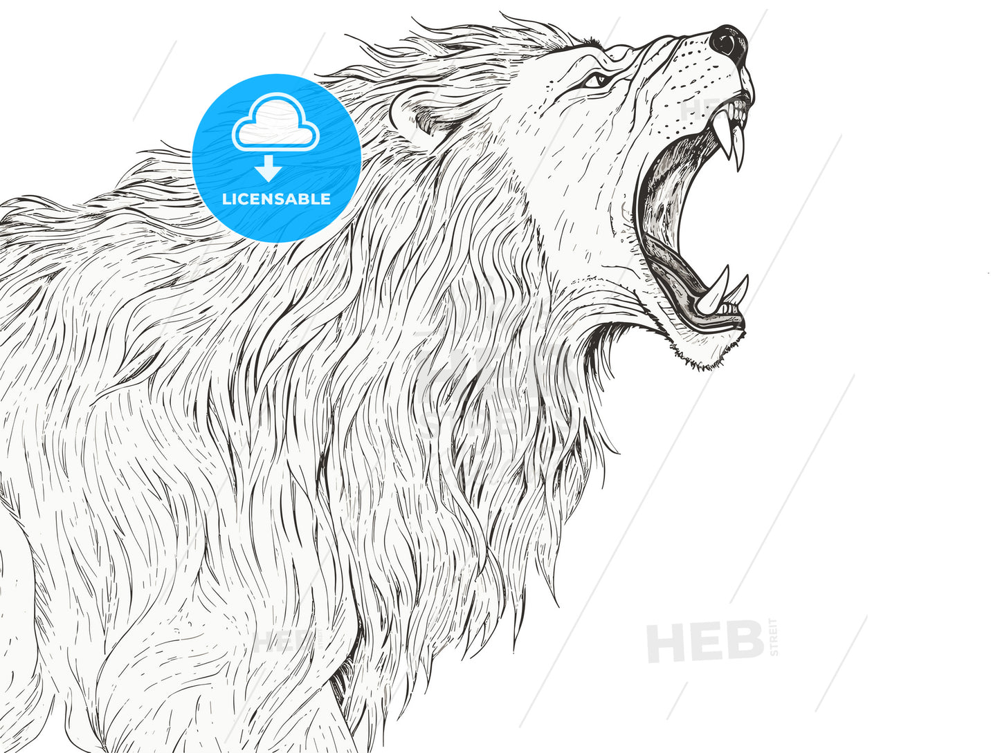 A powerful roaring lion.