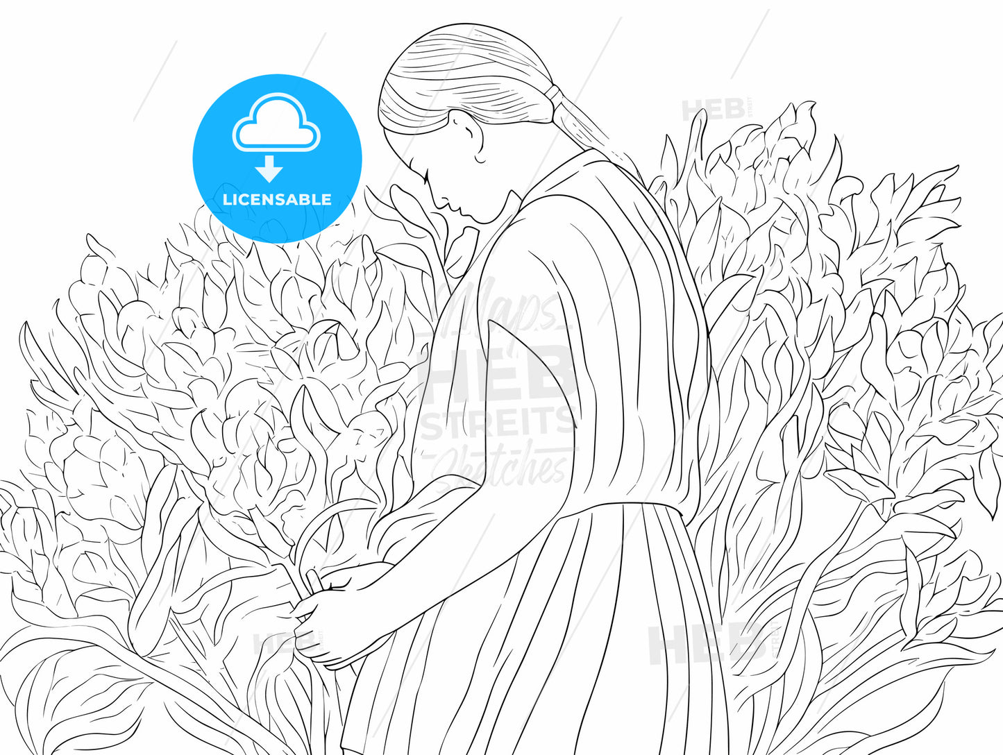 Cartoon style housewife flower in