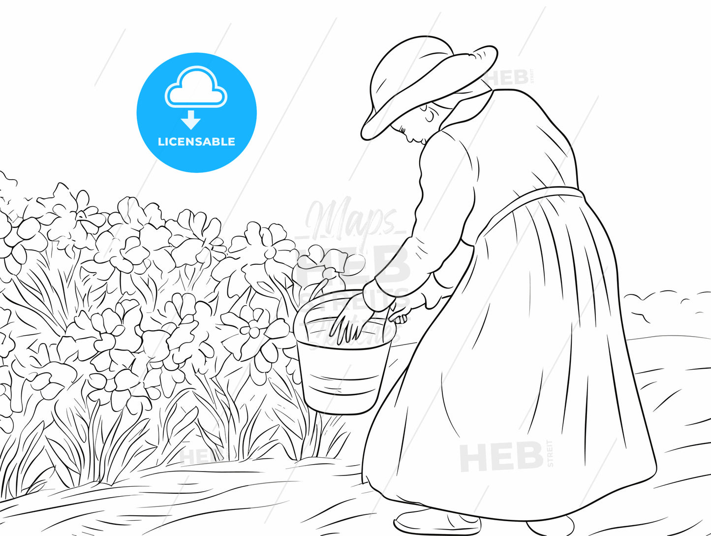 Cartoon style housewife flower in