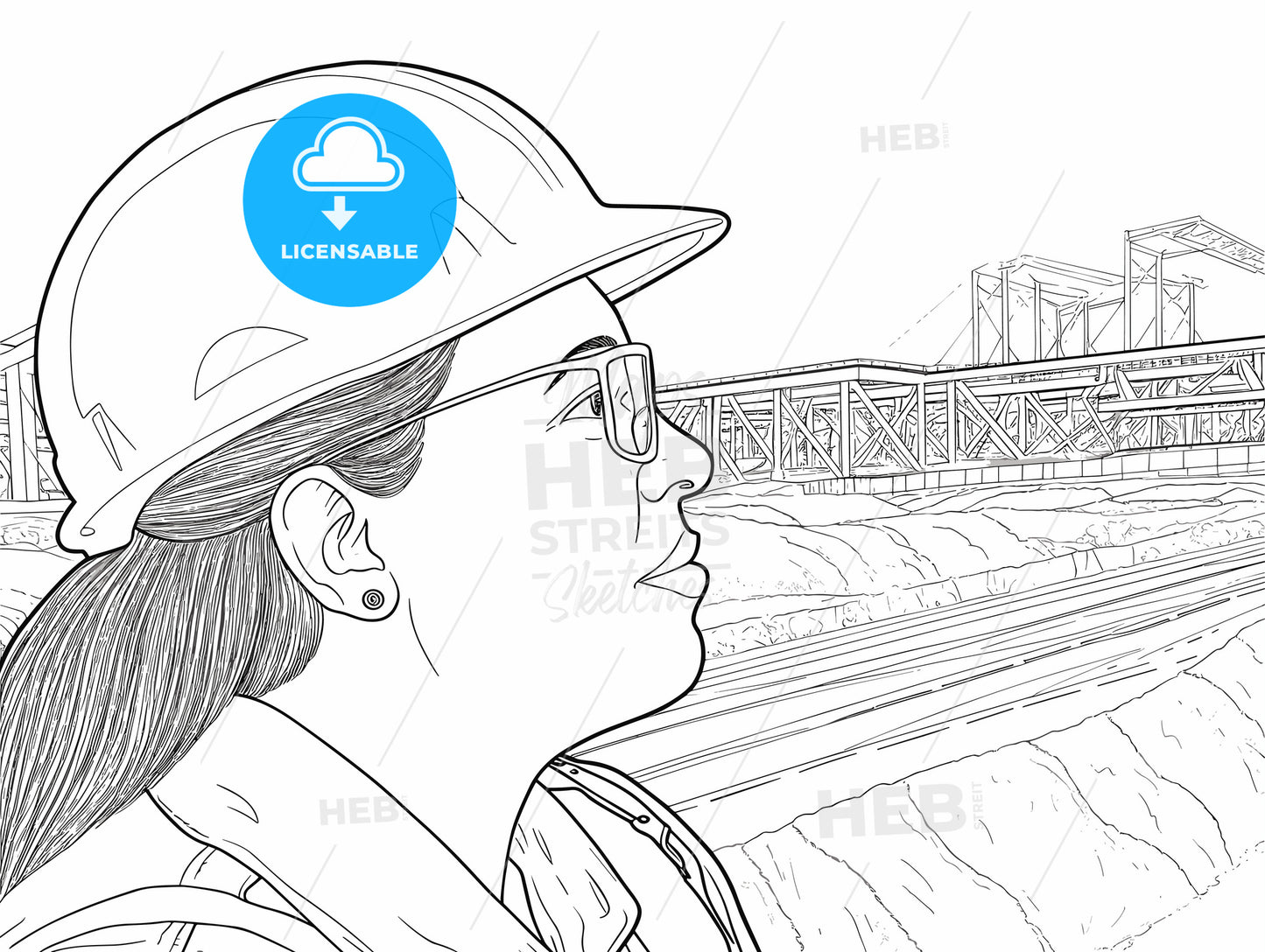 Civil female engineer at the construction site black