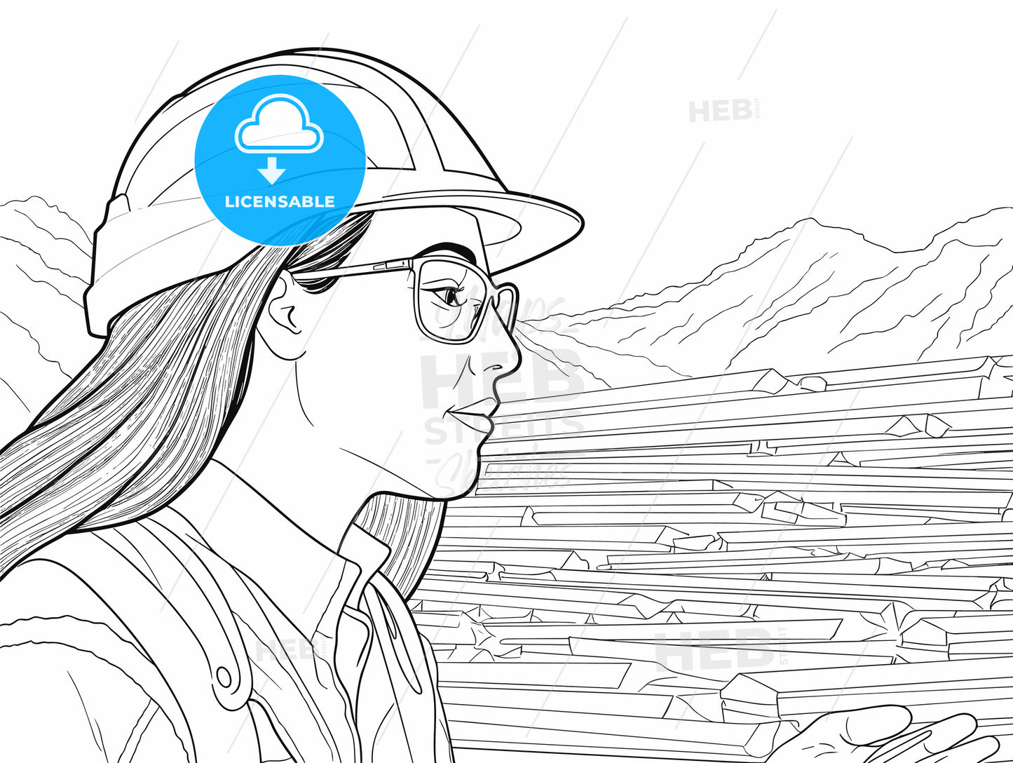 Civil female engineer at the construction site black