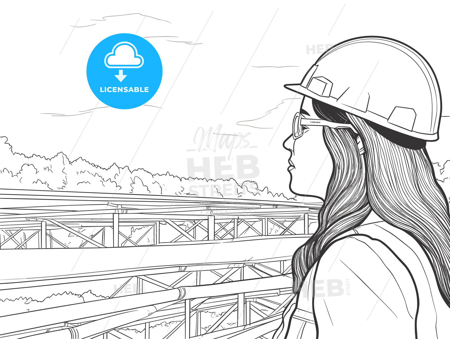 Civil female engineer at the construction site black