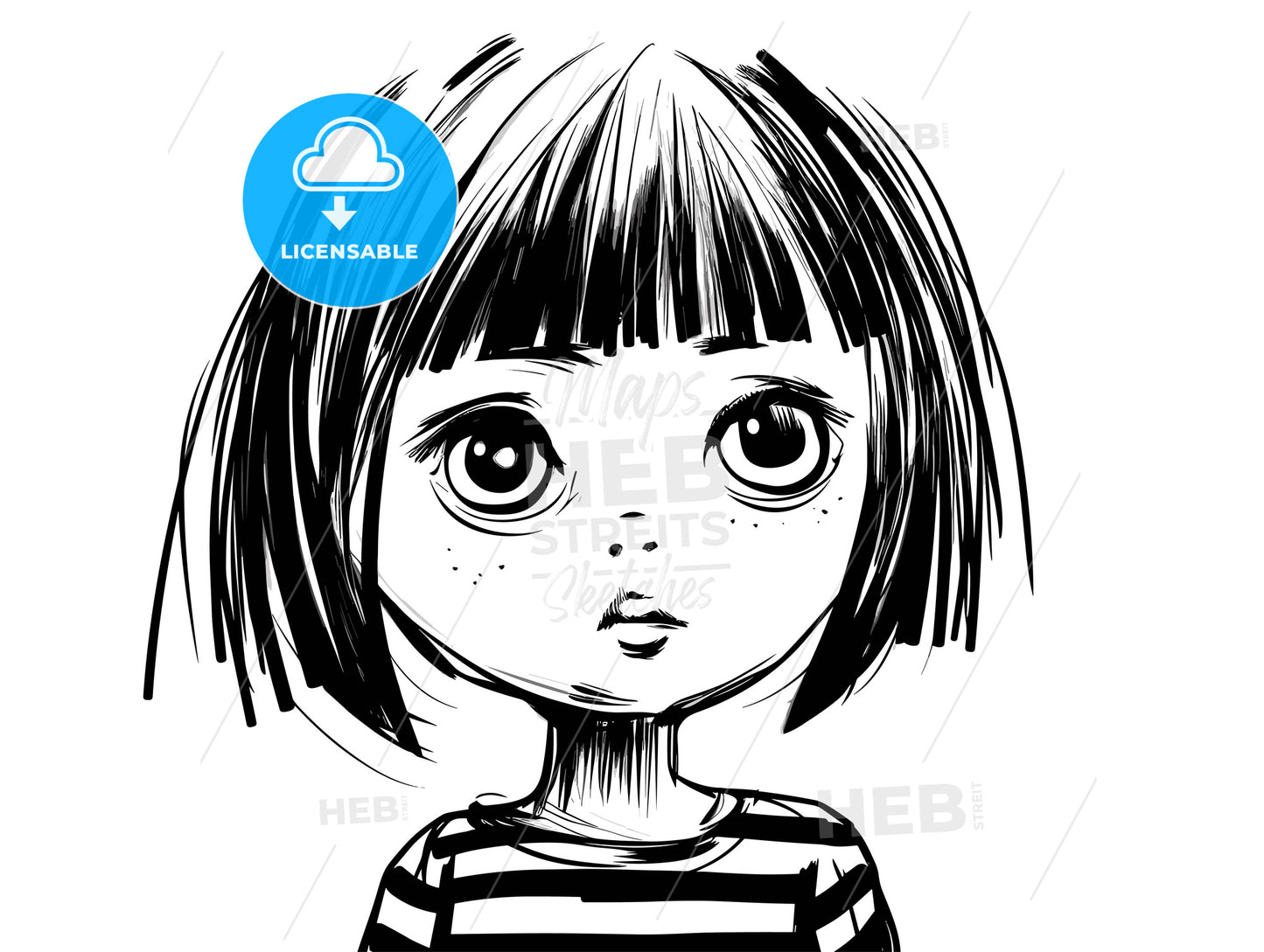 Cute little girl on white.