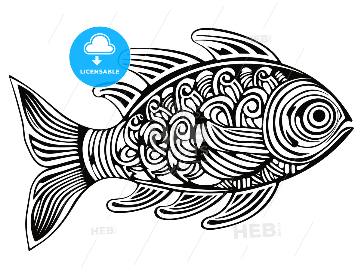 Fish bone. Doodle style. Vector.