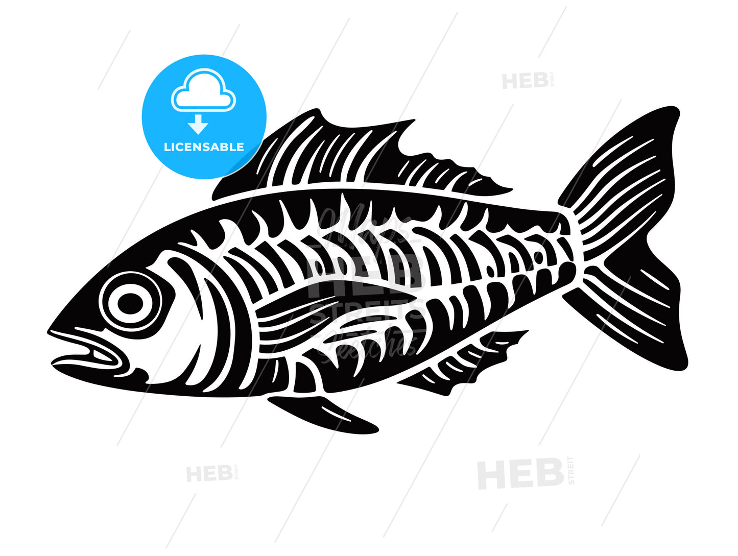 Fish bone. Doodle style. Vector.