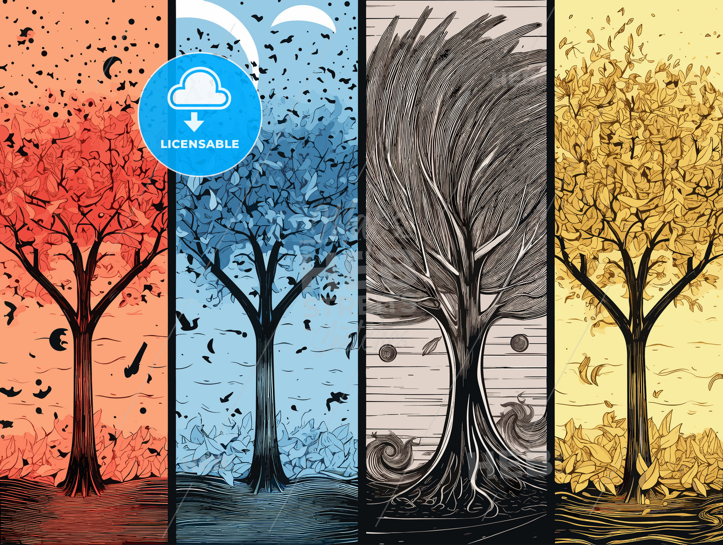 Four seasons - spring summer autumn winter.